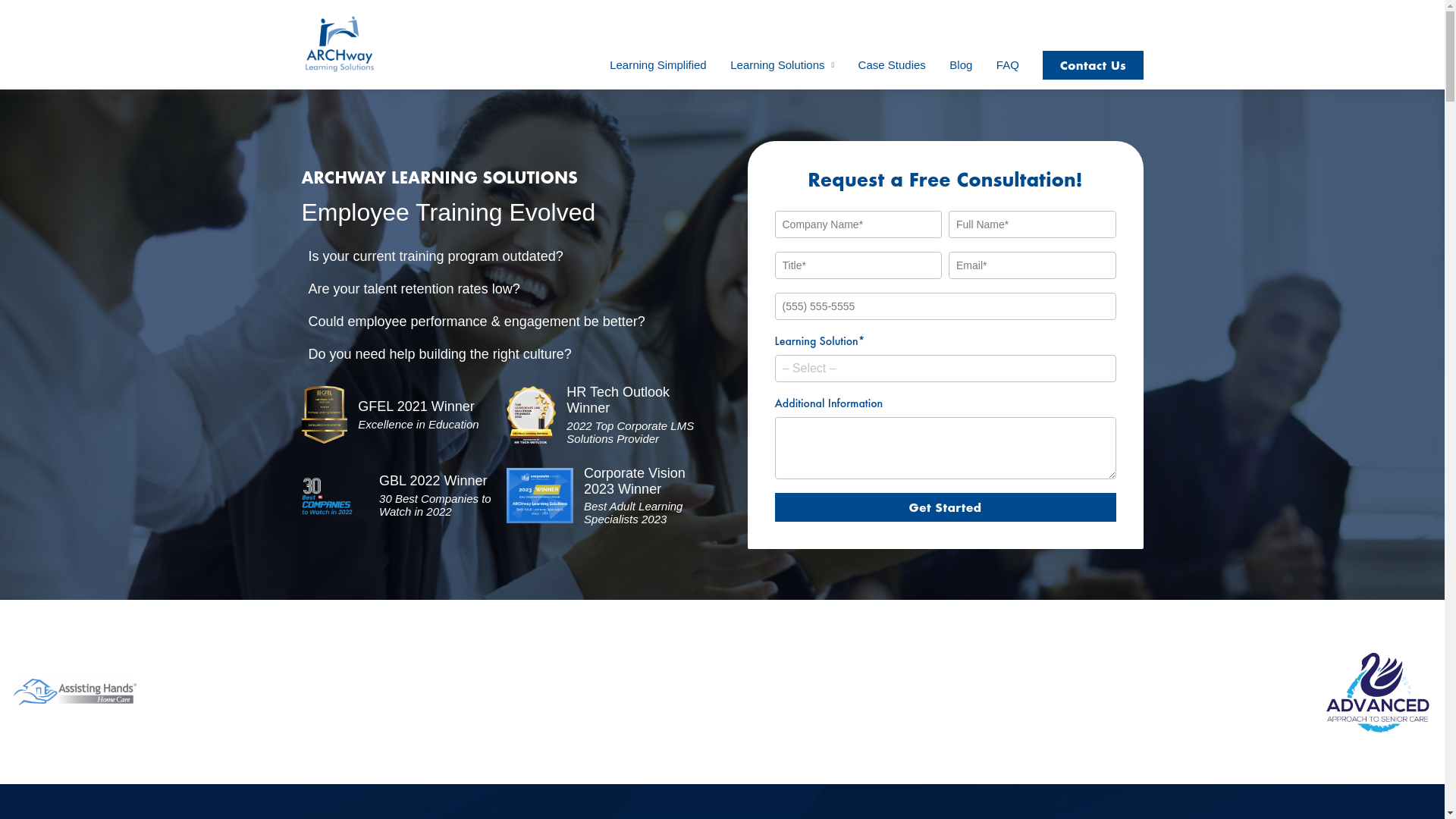 website screenshot of https://infoarchwaylearningsolutions.com/