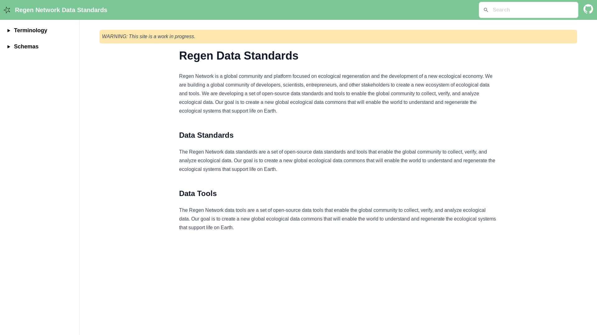 website screenshot of https://regen-data-standards.pages.dev/
