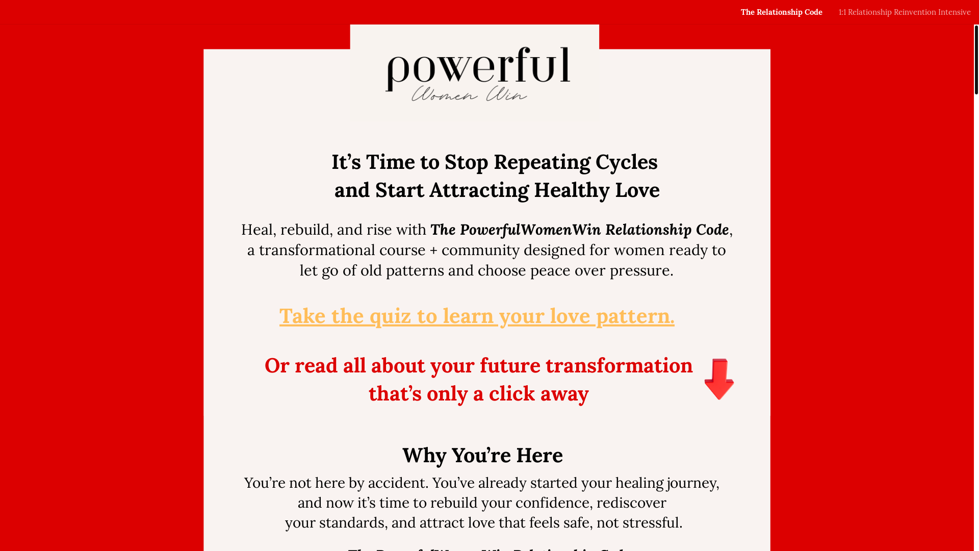 website screenshot of https://powerfulwomenwin.net/