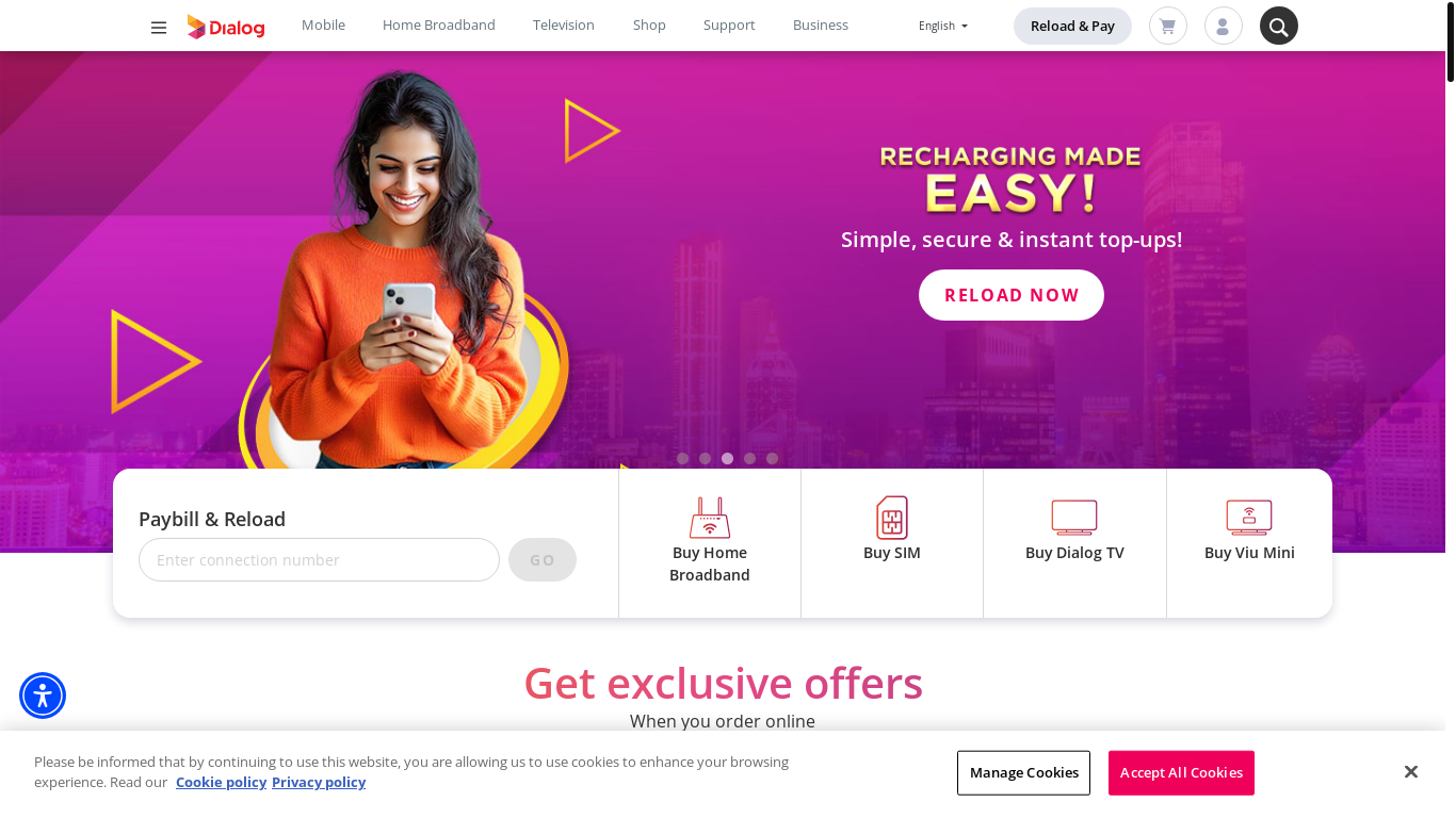 website screenshot of https://dialog.lk/
