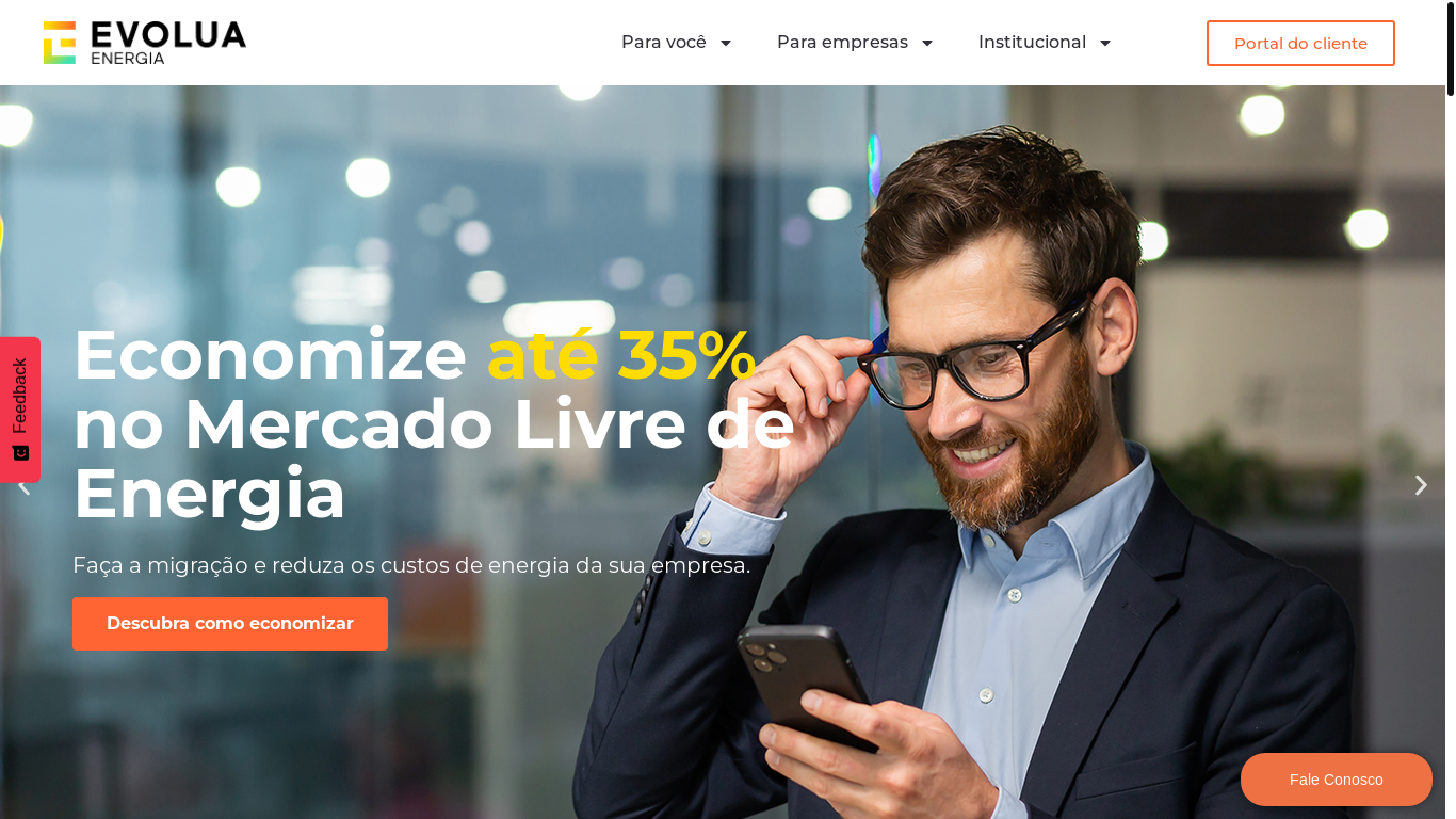 website screenshot of https://evoluaenergia.com.br/