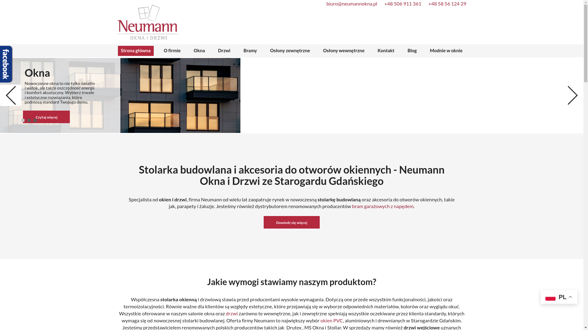 website screenshot of https://neumannokna.com.pl/