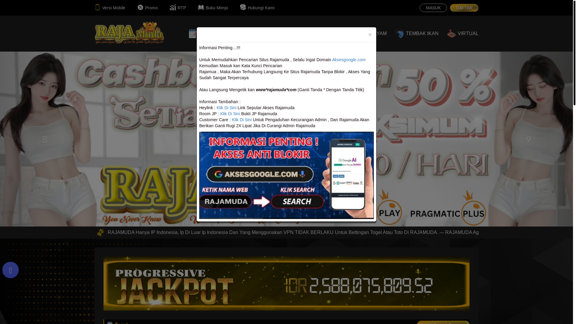 website screenshot of https://rajamuda3.monster/