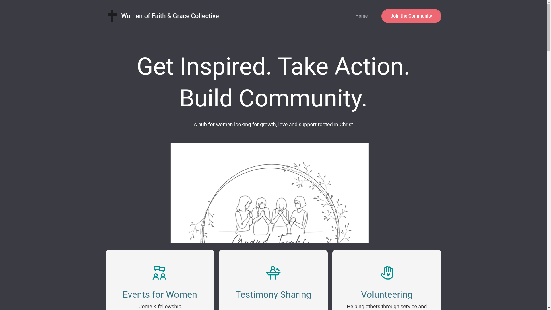 website screenshot of https://womenoffaithandgrace.org/