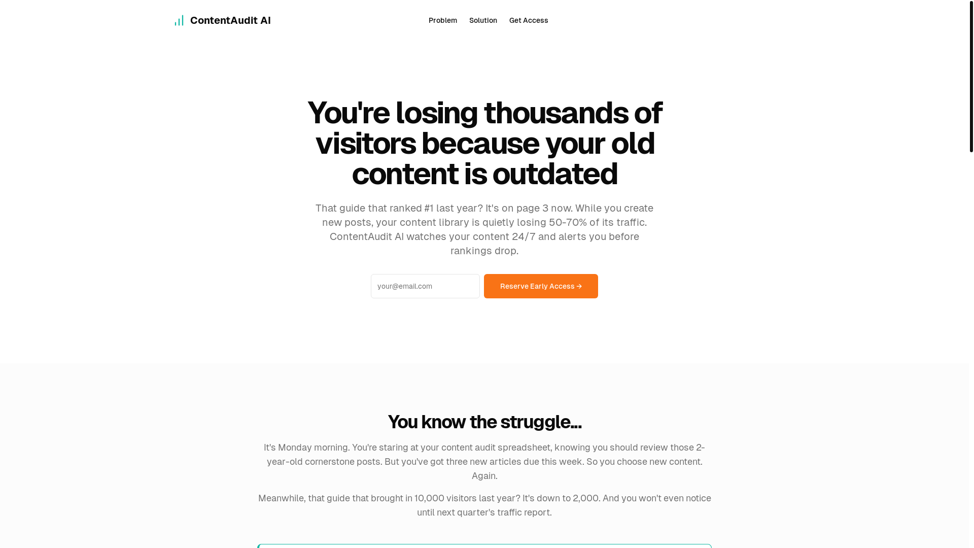 website screenshot of https://contentauditai.com/