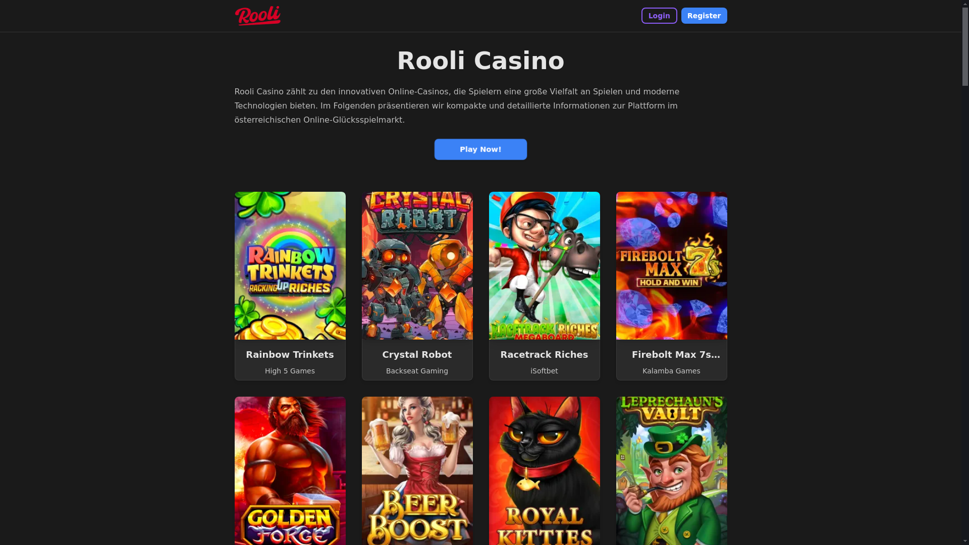 website screenshot of https://roolicasino-at.pages.dev/