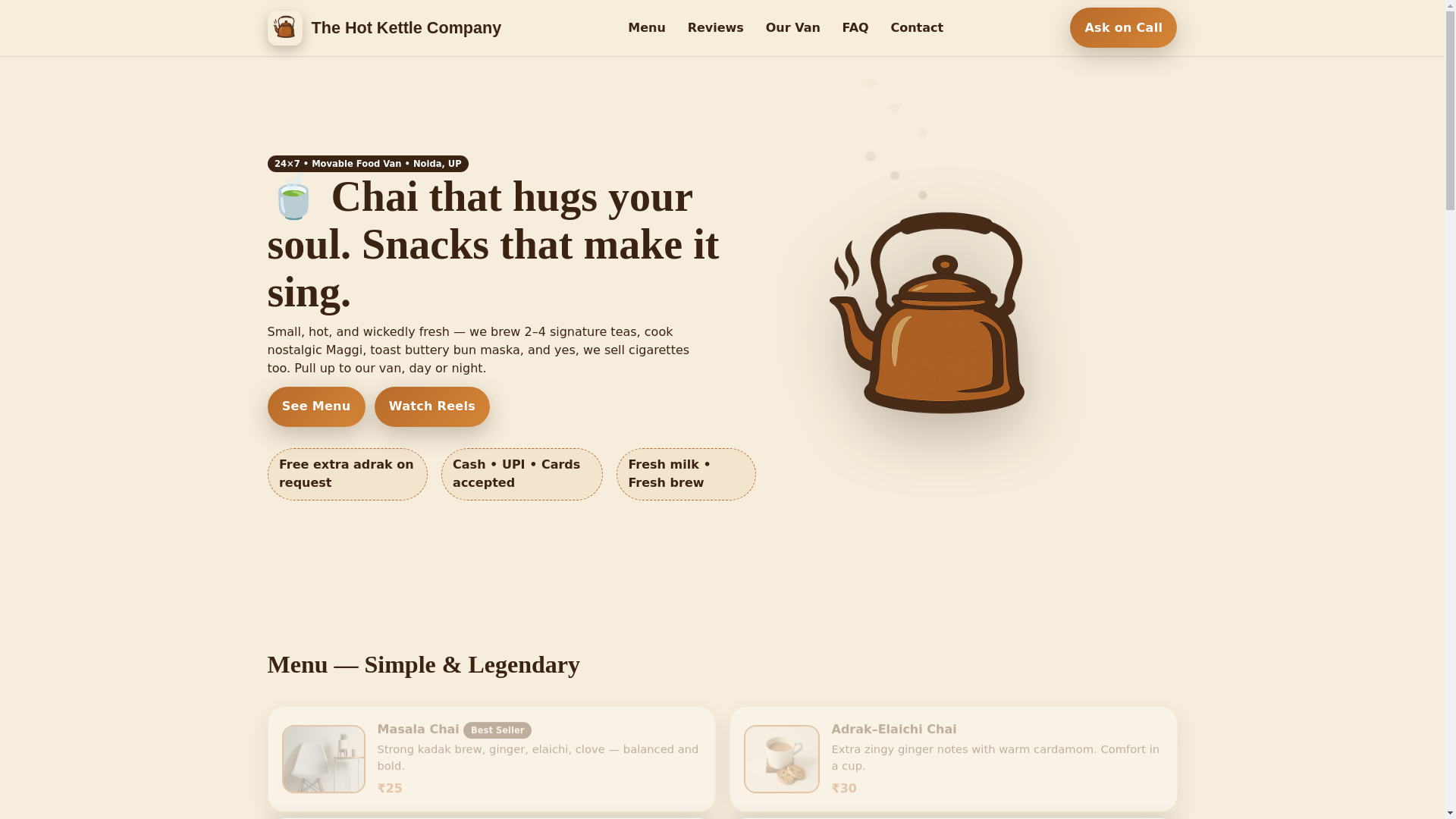 website screenshot of https://thehotkettlecompany.pages.dev/
