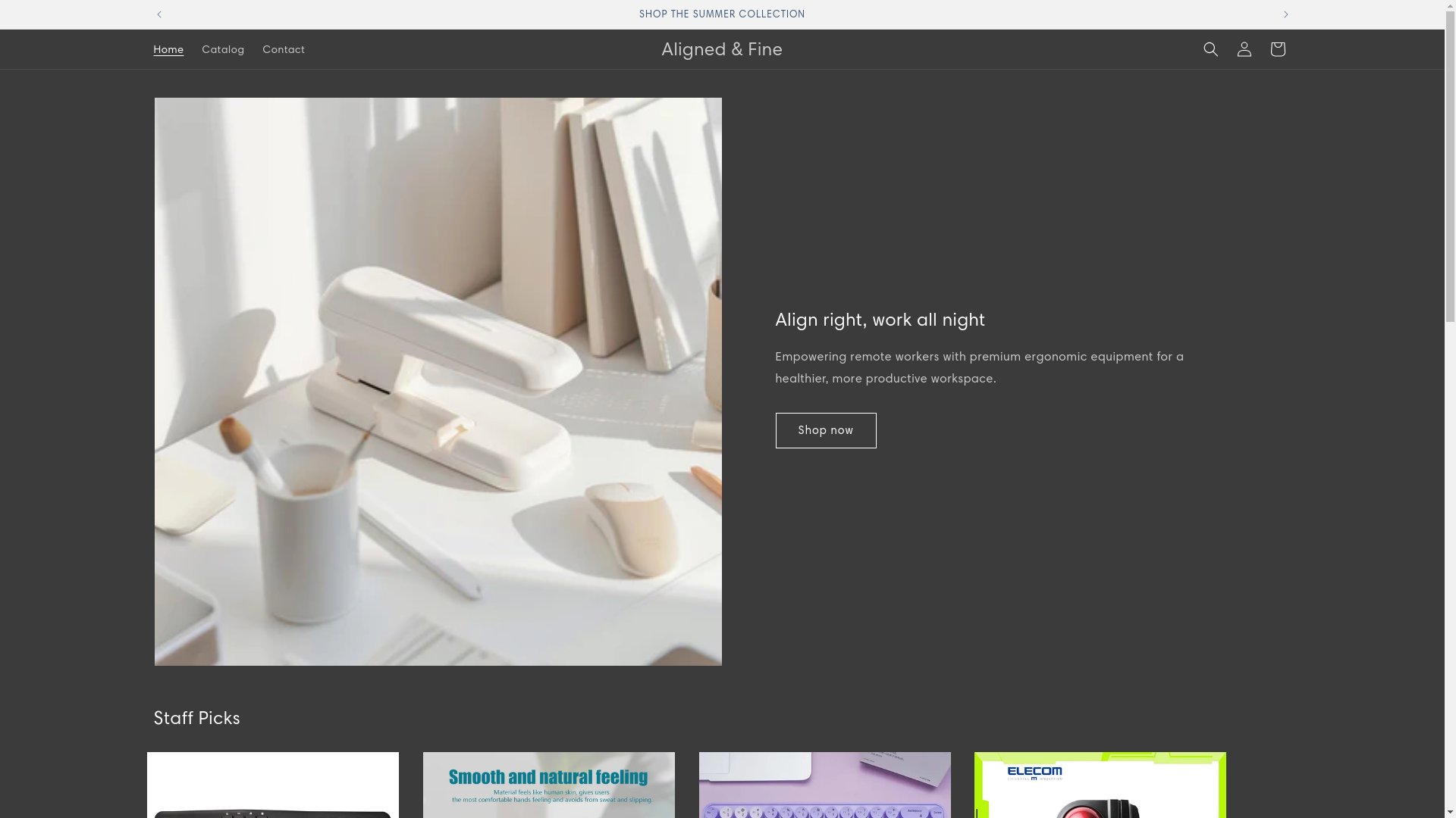 website screenshot of https://alignedandfine.org/
