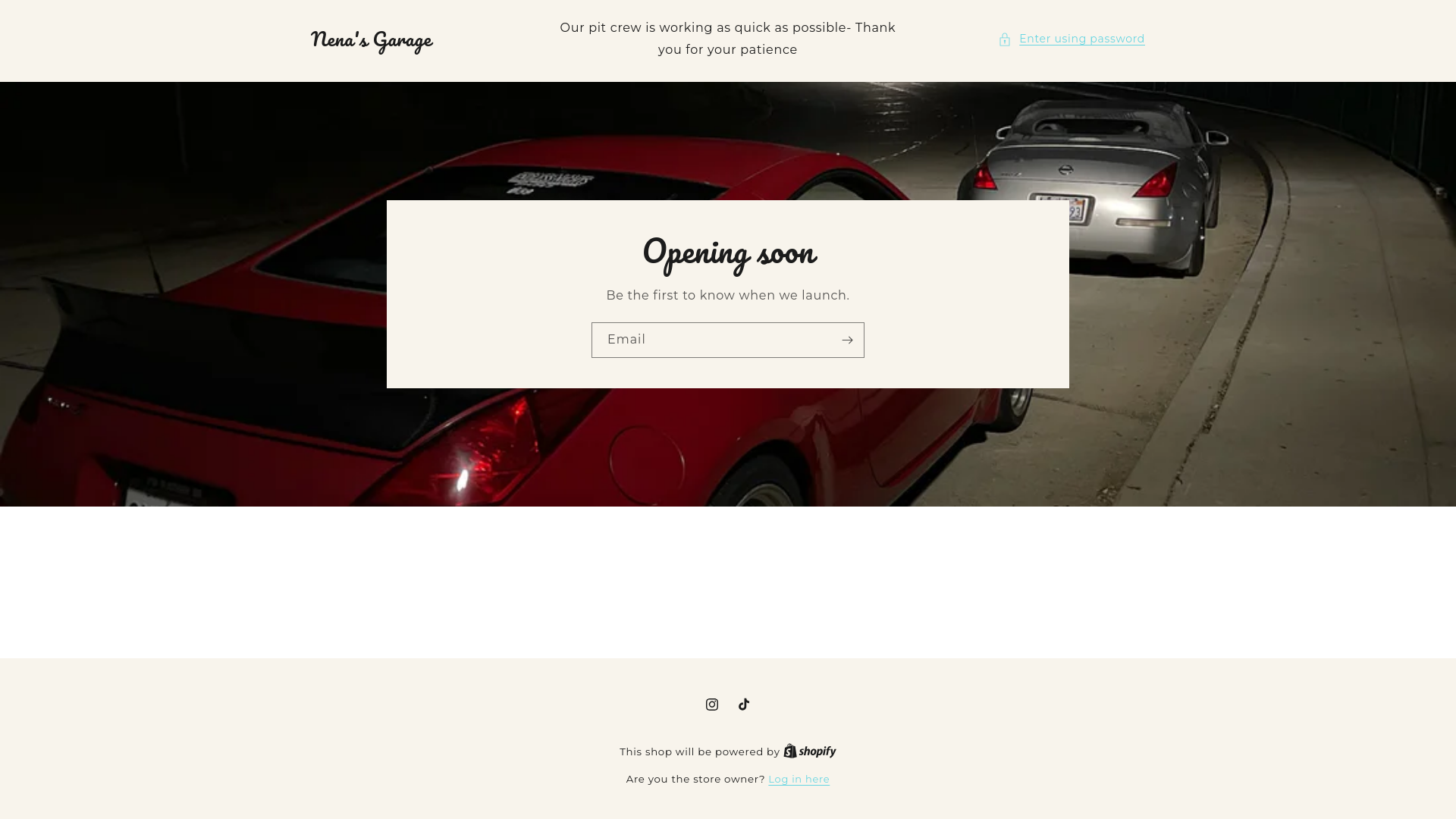 website screenshot of https://nenasgarage.com/