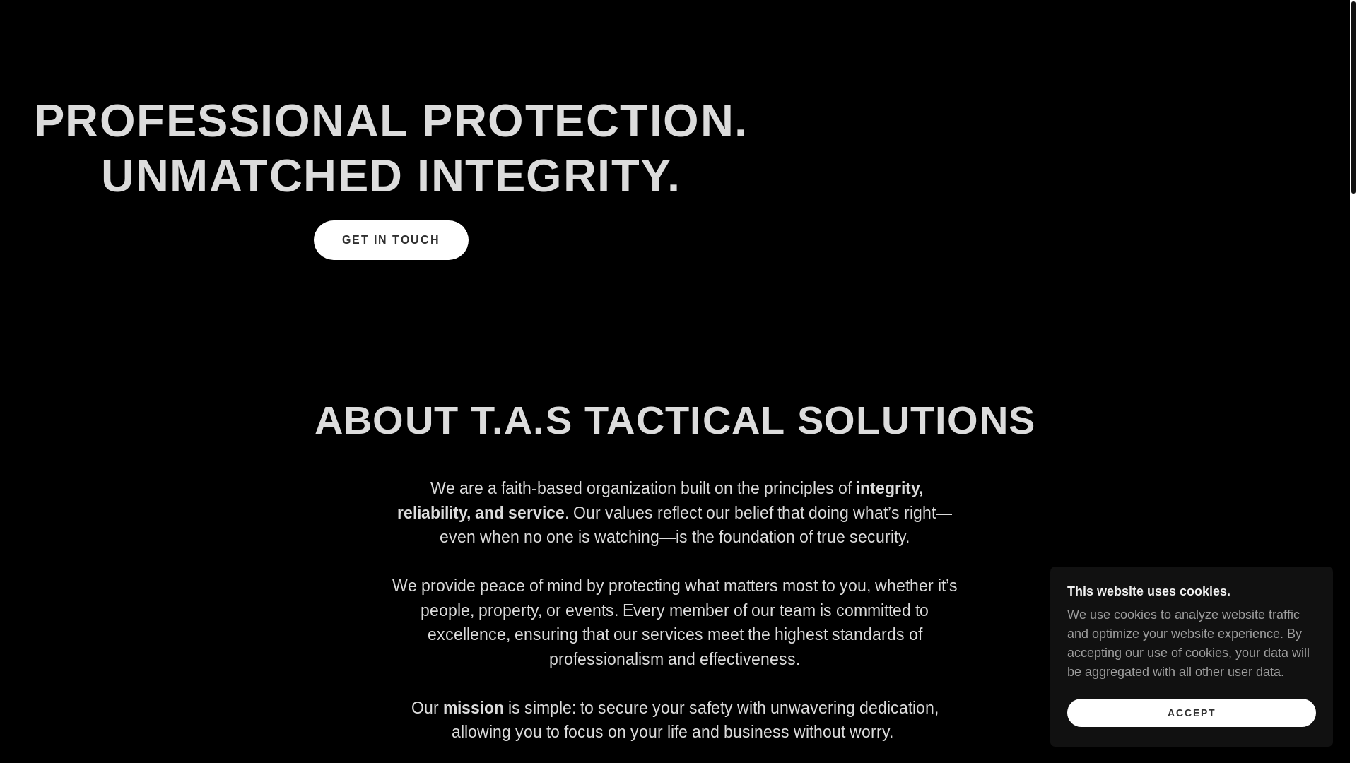 website screenshot of https://tas-tactical.com/