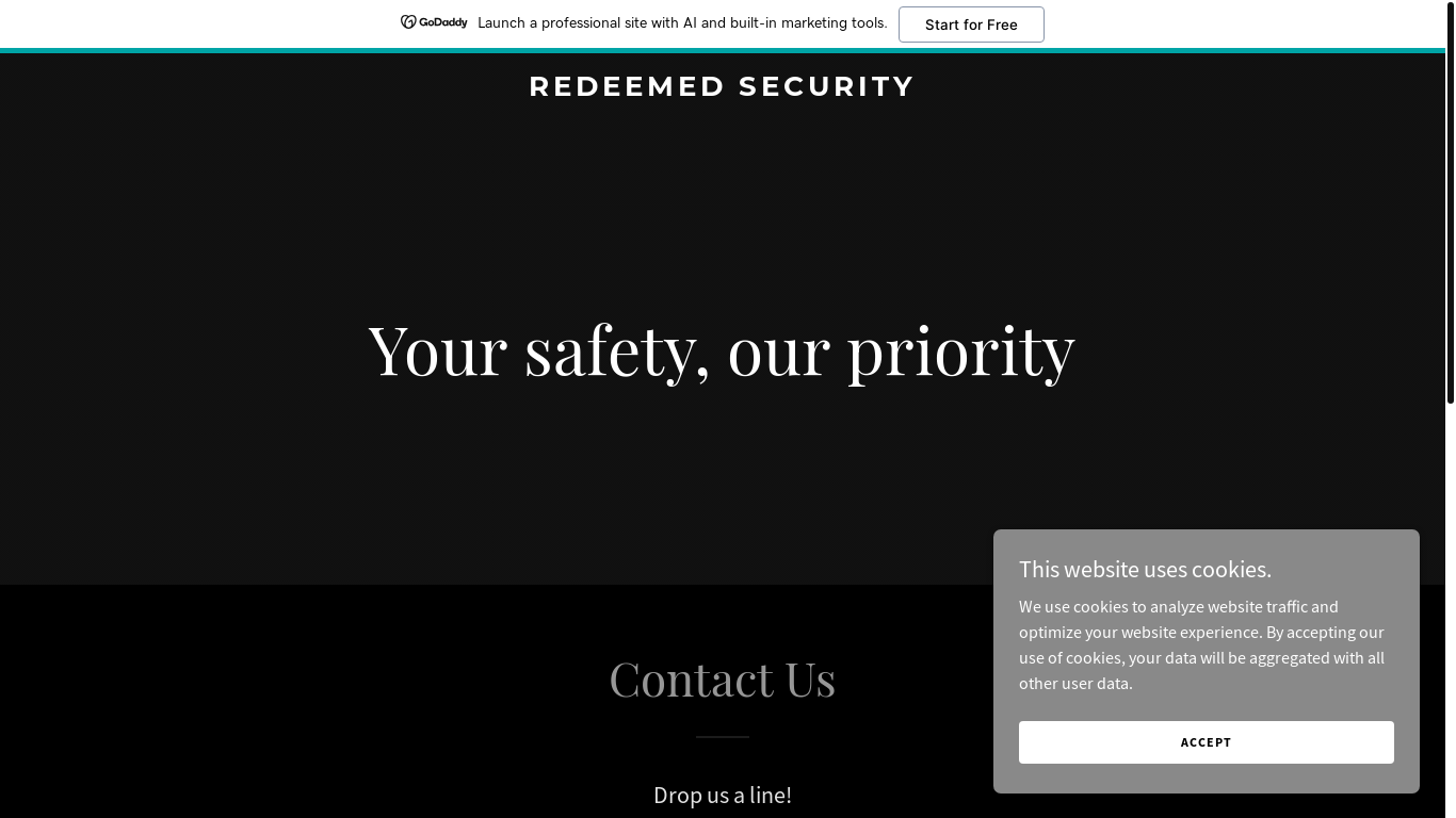 website screenshot of https://redeemedsecurity.com/