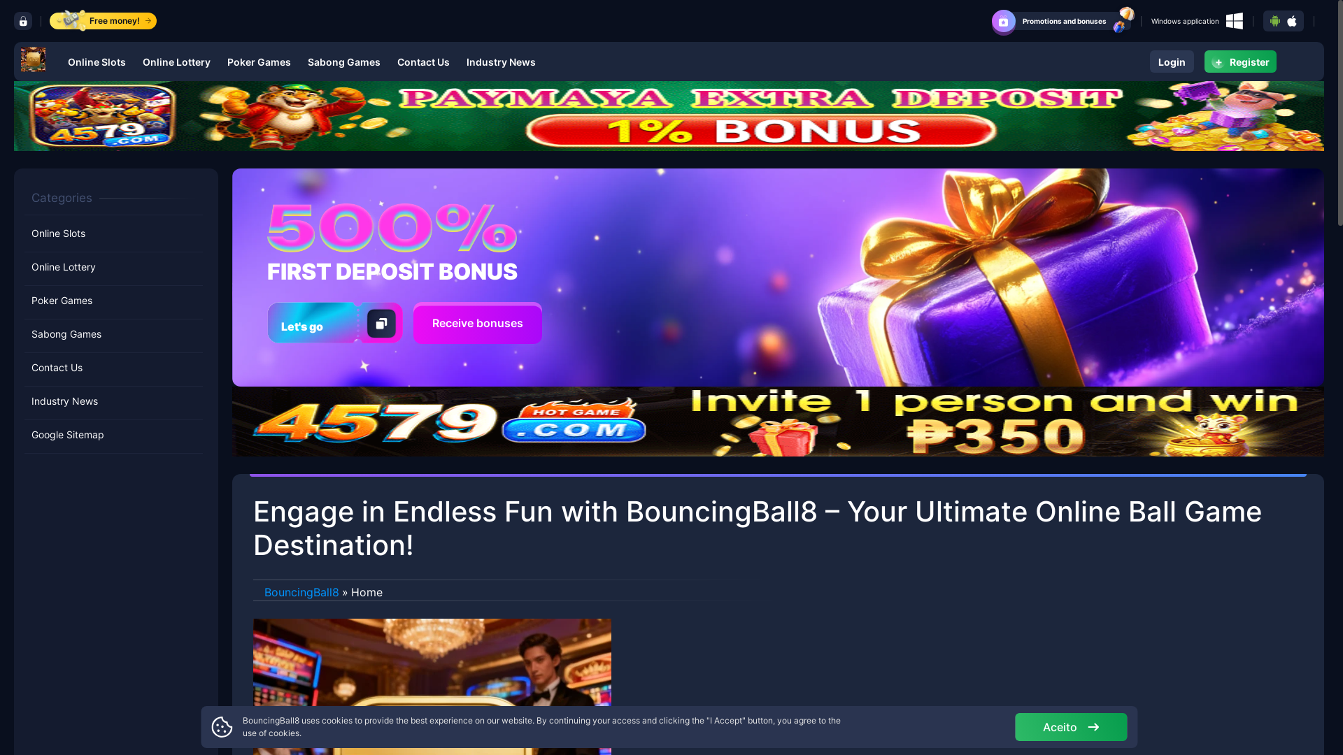 website screenshot of https://bouncingball8link.com/