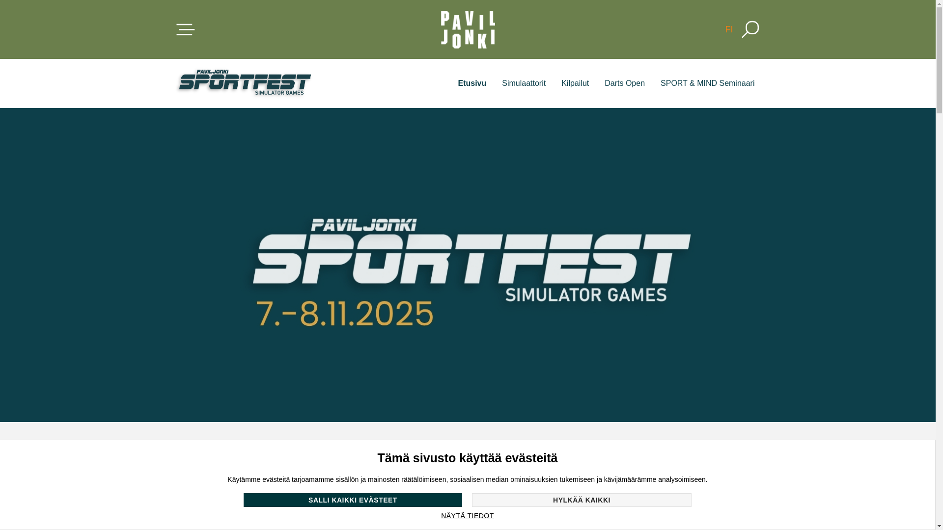 website screenshot of https://paviljonkisportfest.fi/