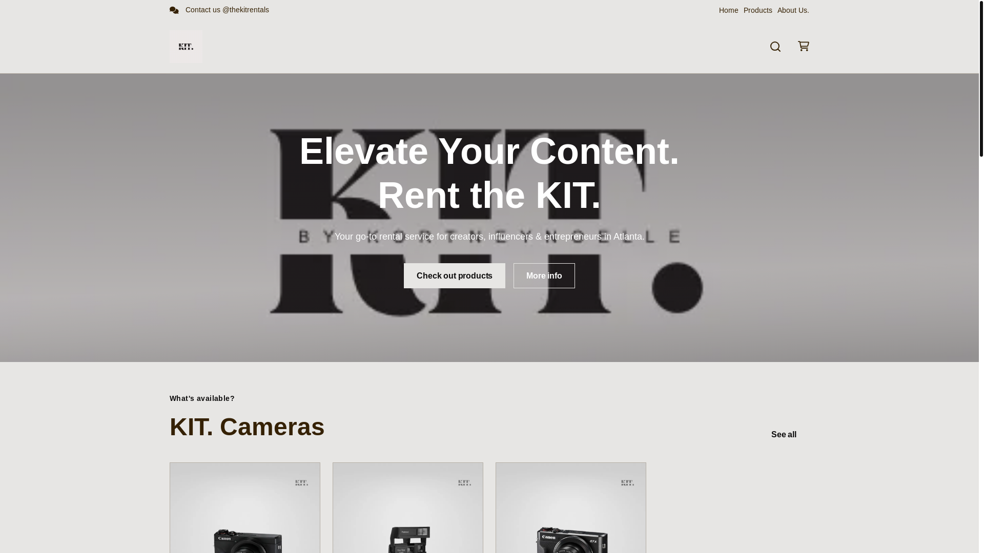 website screenshot of https://thekitrentals.com/