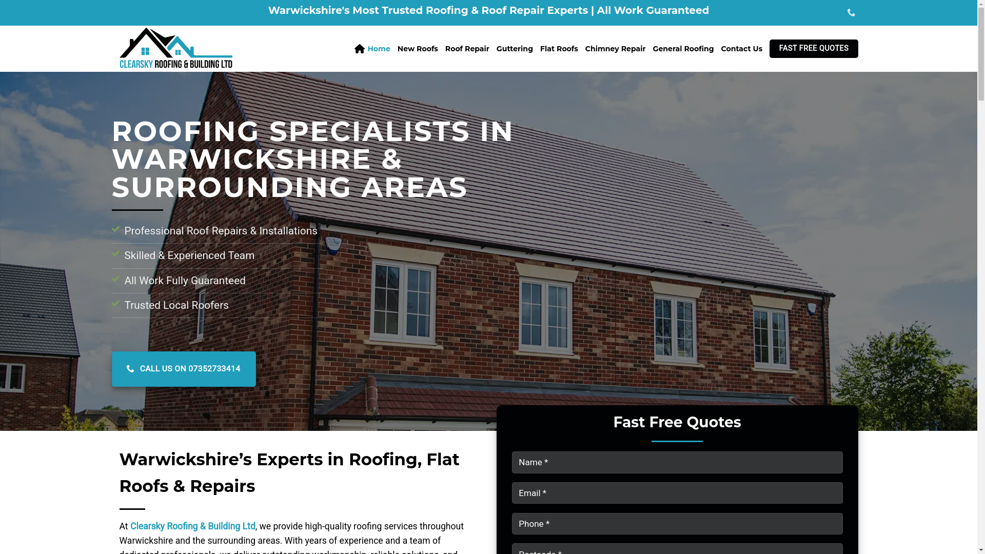 website screenshot of https://clearskyroofingandbuildingltd.co.uk/