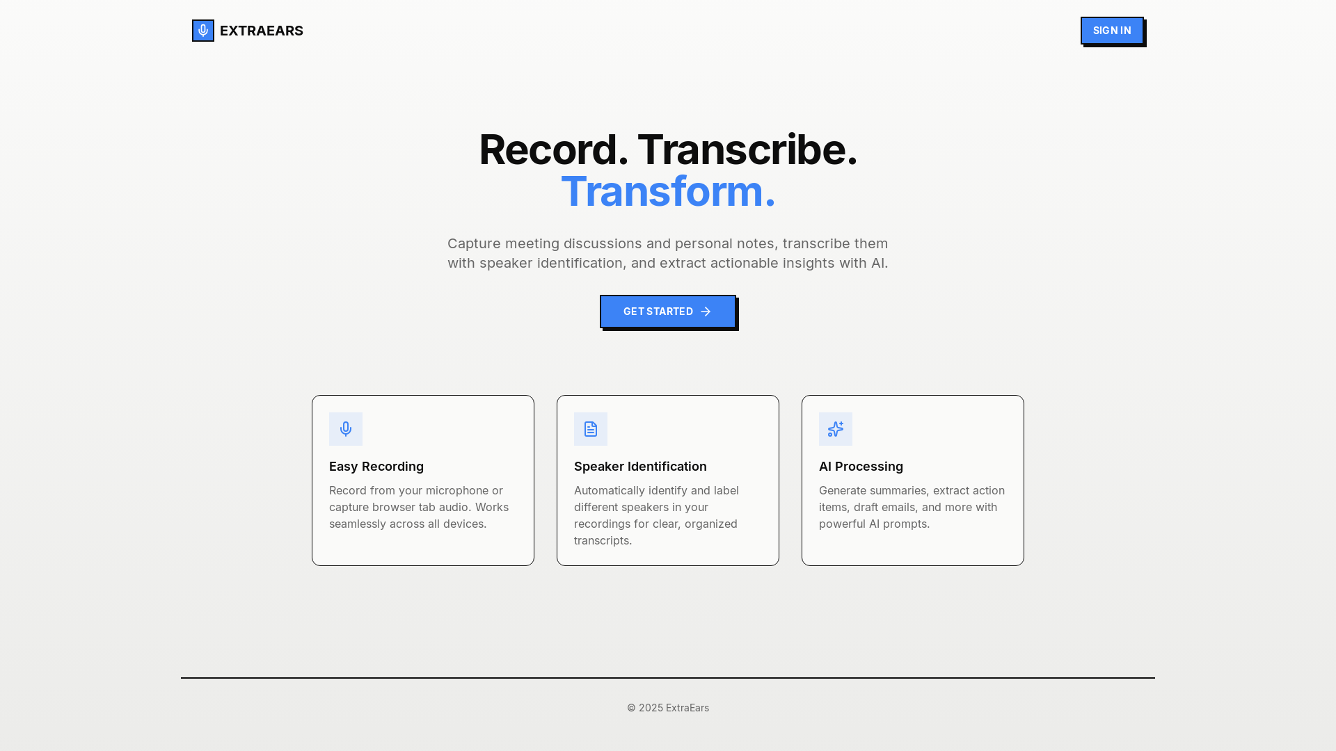 website screenshot of https://extraears.app/