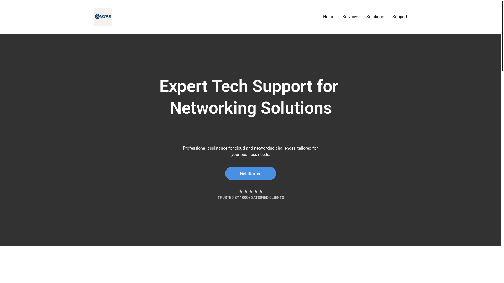 website screenshot of https://coremindstechnologies.com/