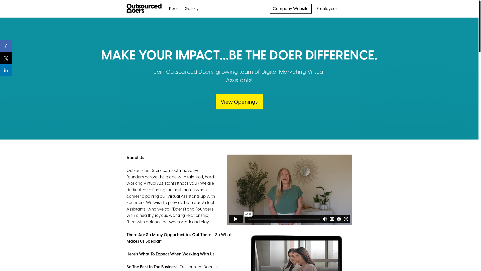 website screenshot of https://careersatdoneverse.ph/