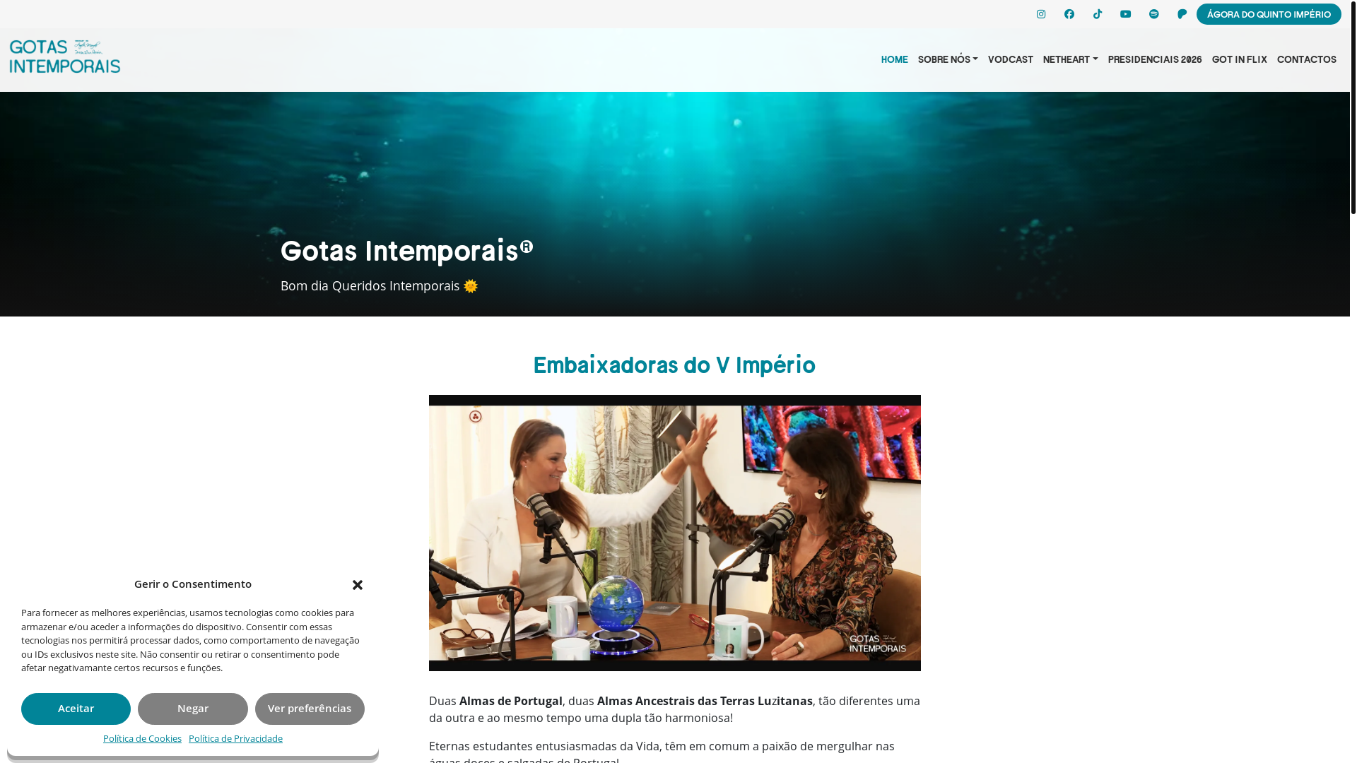 website screenshot of https://gotasintemporais.pt/