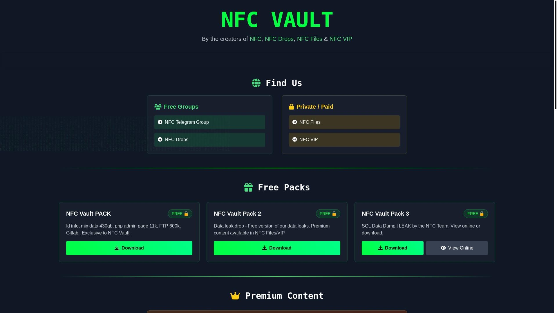 website screenshot of https://nfcvault.xyz/
