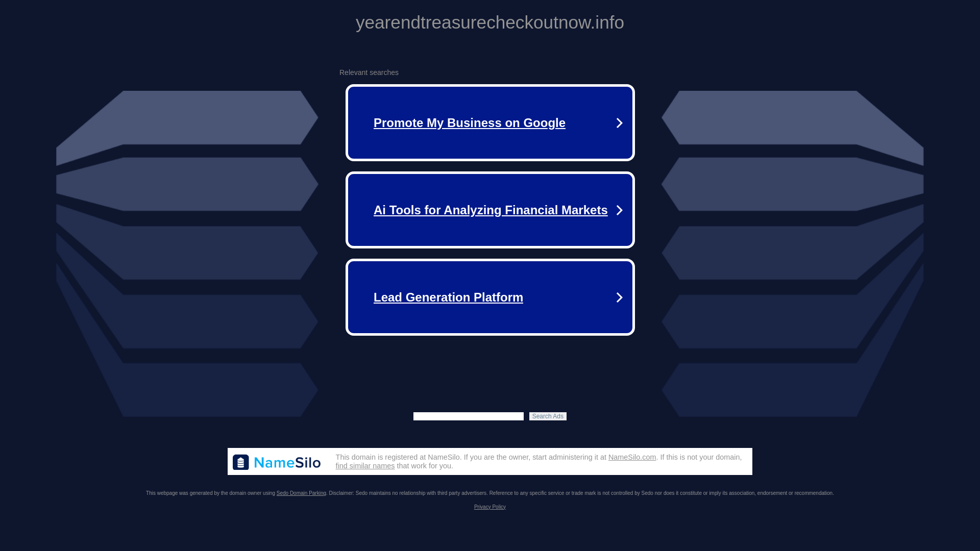 website screenshot of https://yearendtreasurecheckoutnow.info/