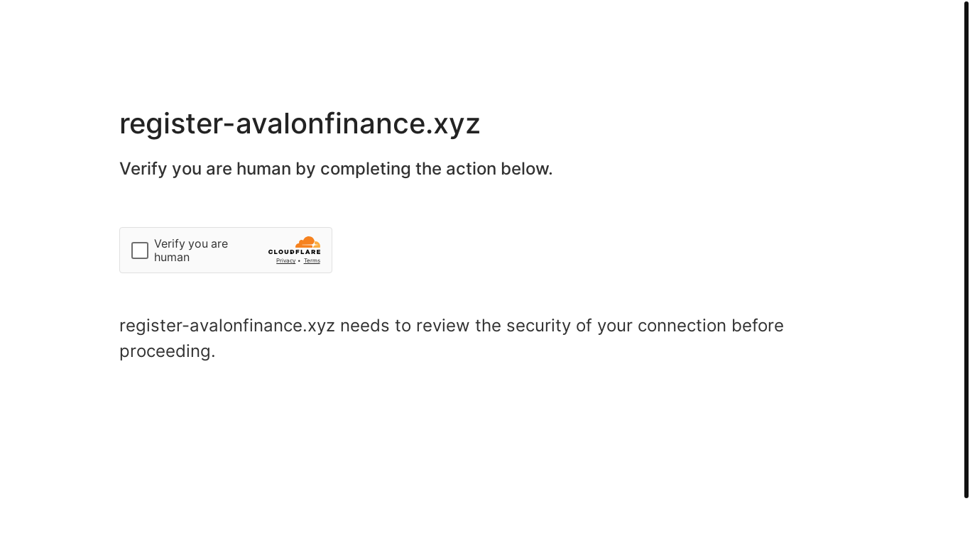 website screenshot of https://register-avalonfinance.xyz/