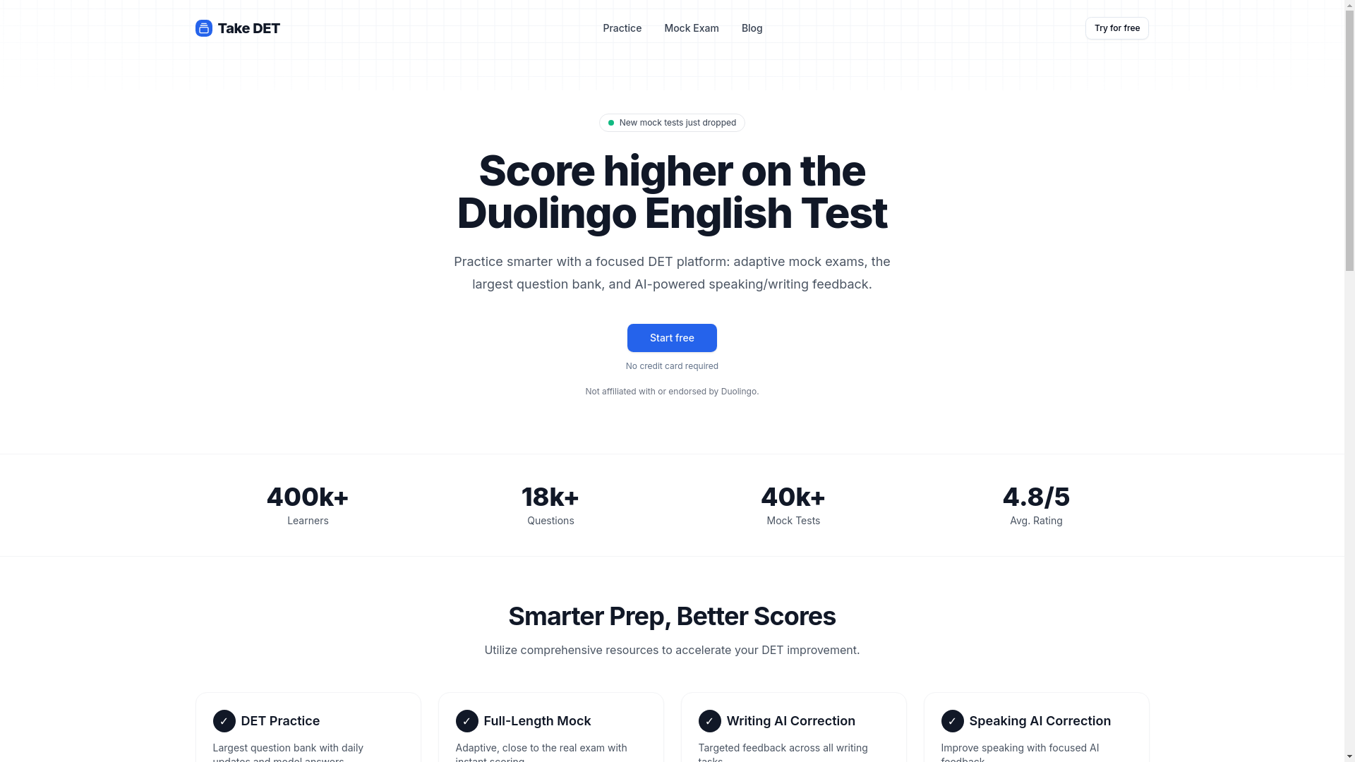 website screenshot of https://takedet.com/