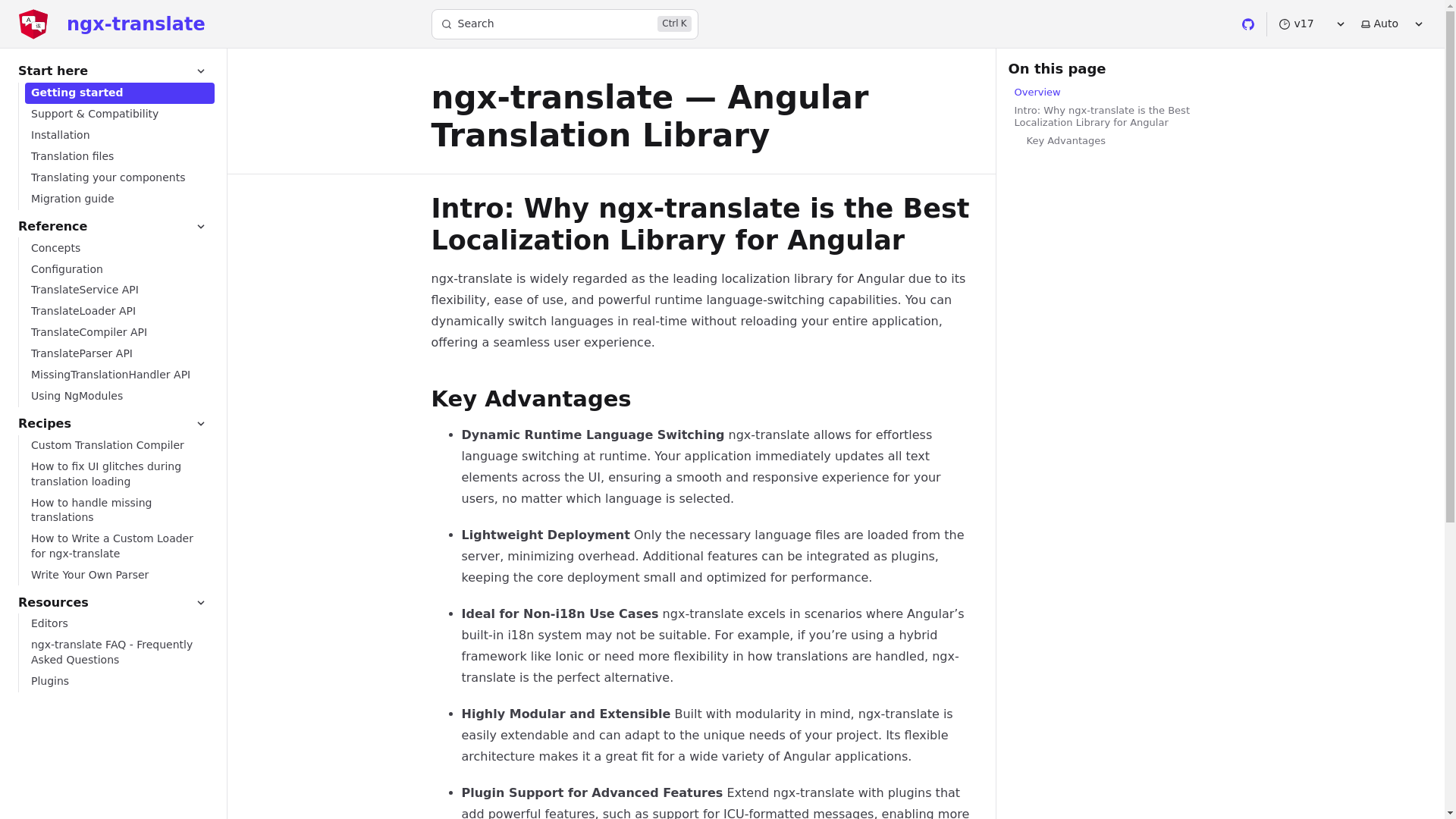 website screenshot of https://ngx-translate.pages.dev/