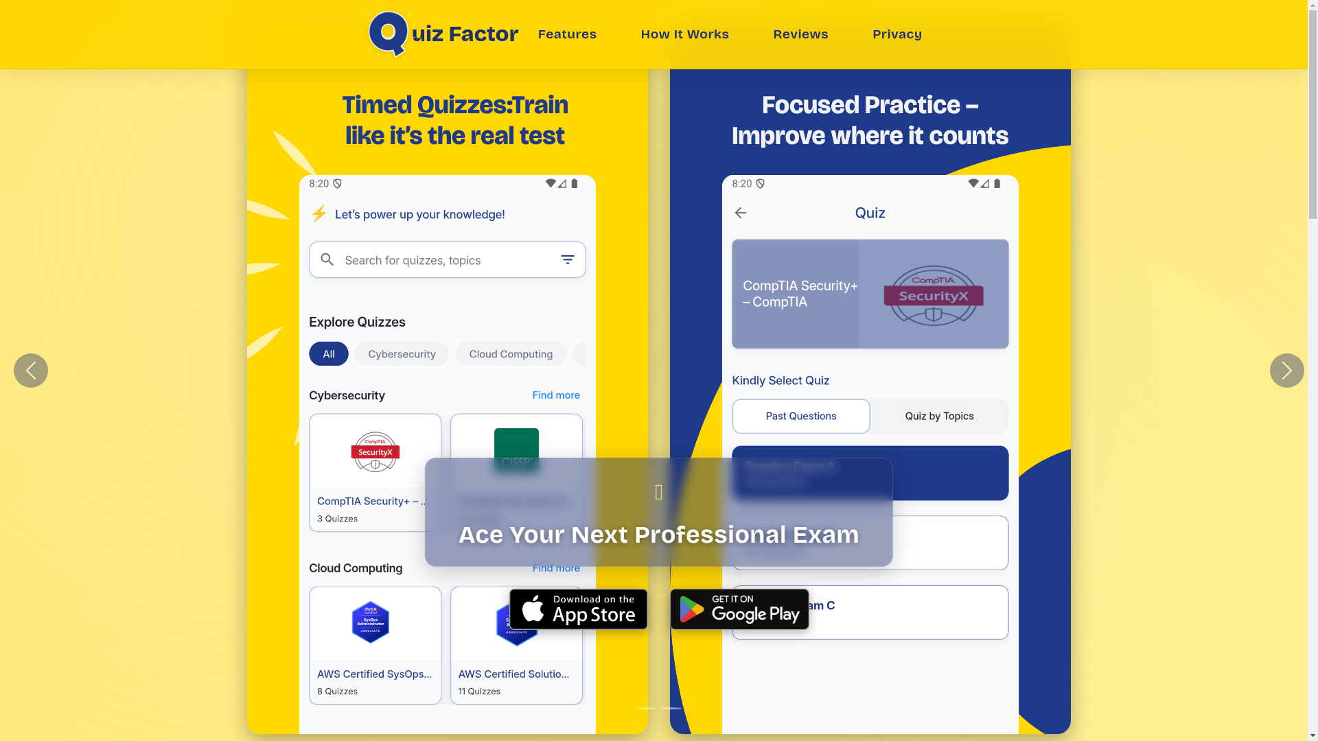 website screenshot of https://quizfactor.app/