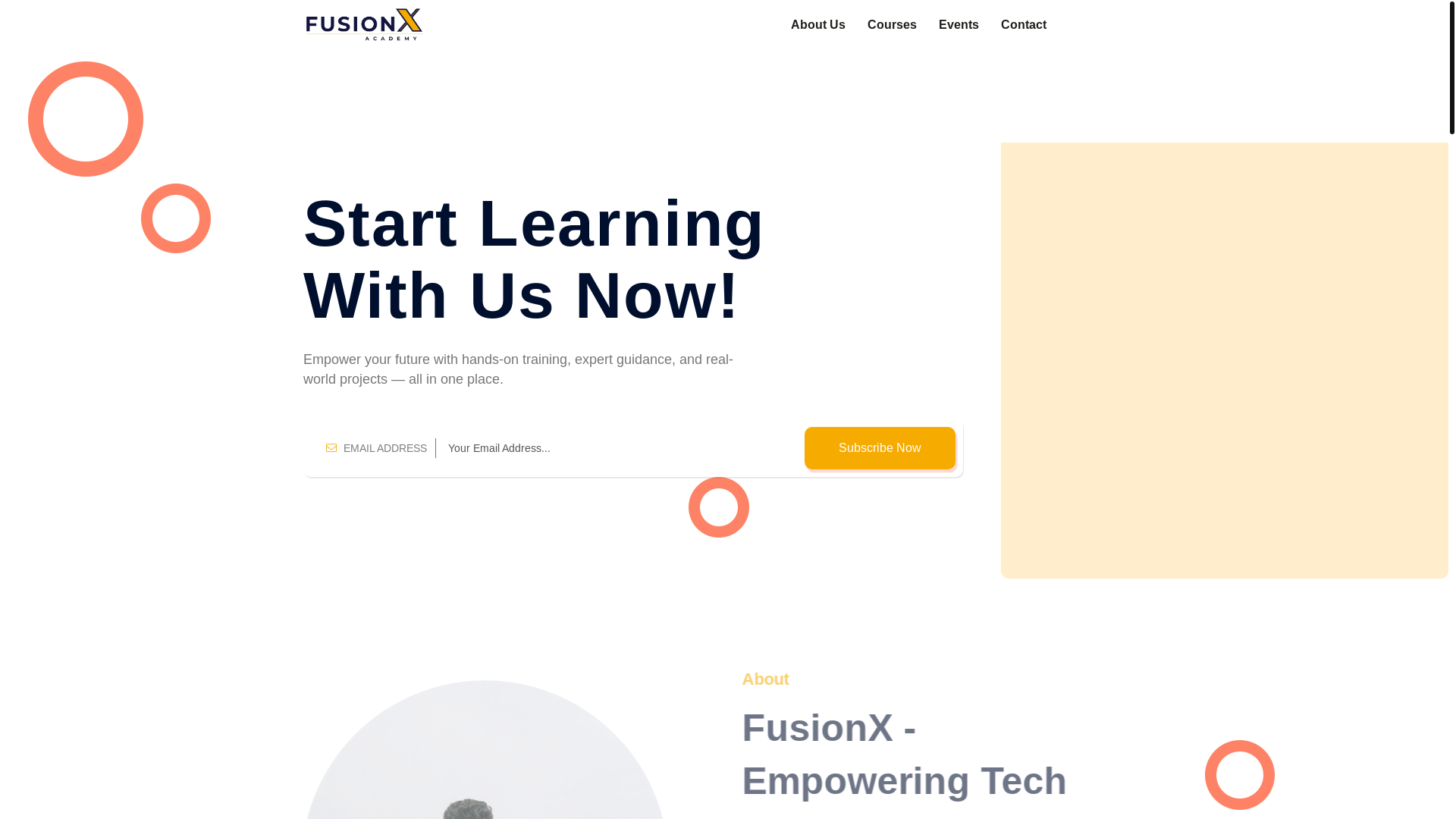 website screenshot of https://fusionxacademy.in/
