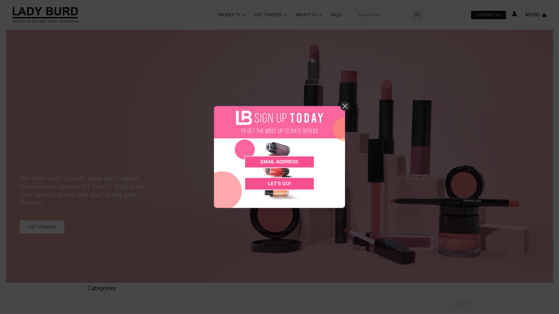 website screenshot of https://ladyburdcosmetics.org/
