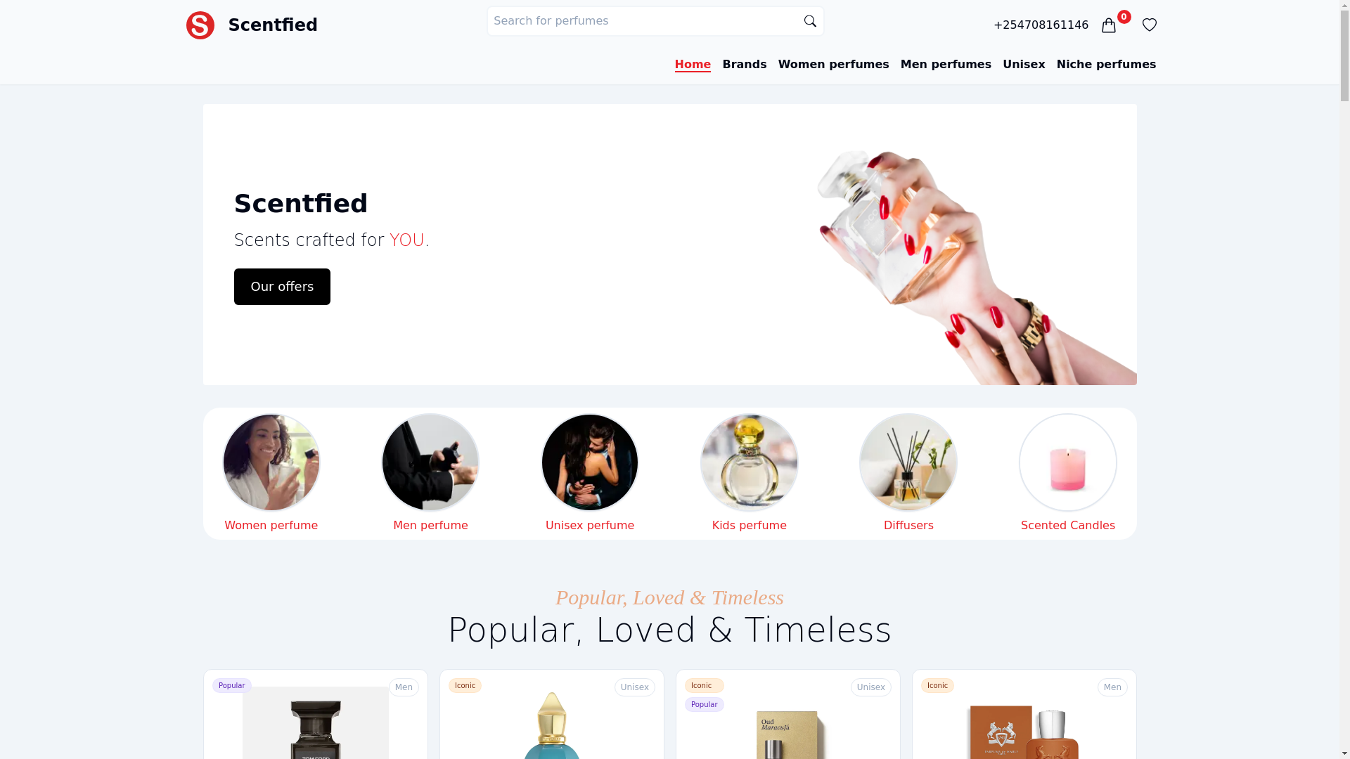 website screenshot of https://scentified.co.ke/