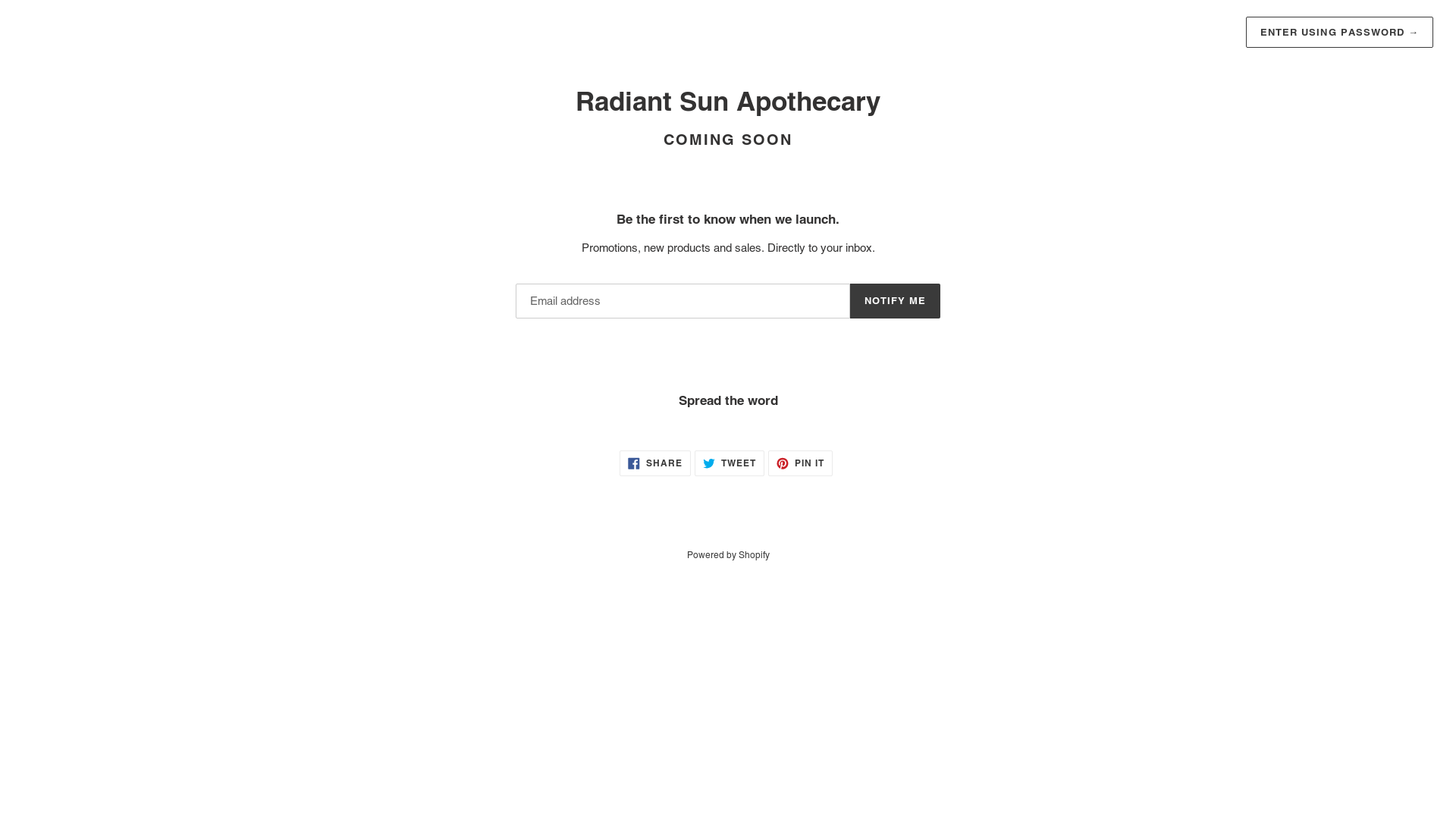 website screenshot of https://radiantsunapothecary.com/