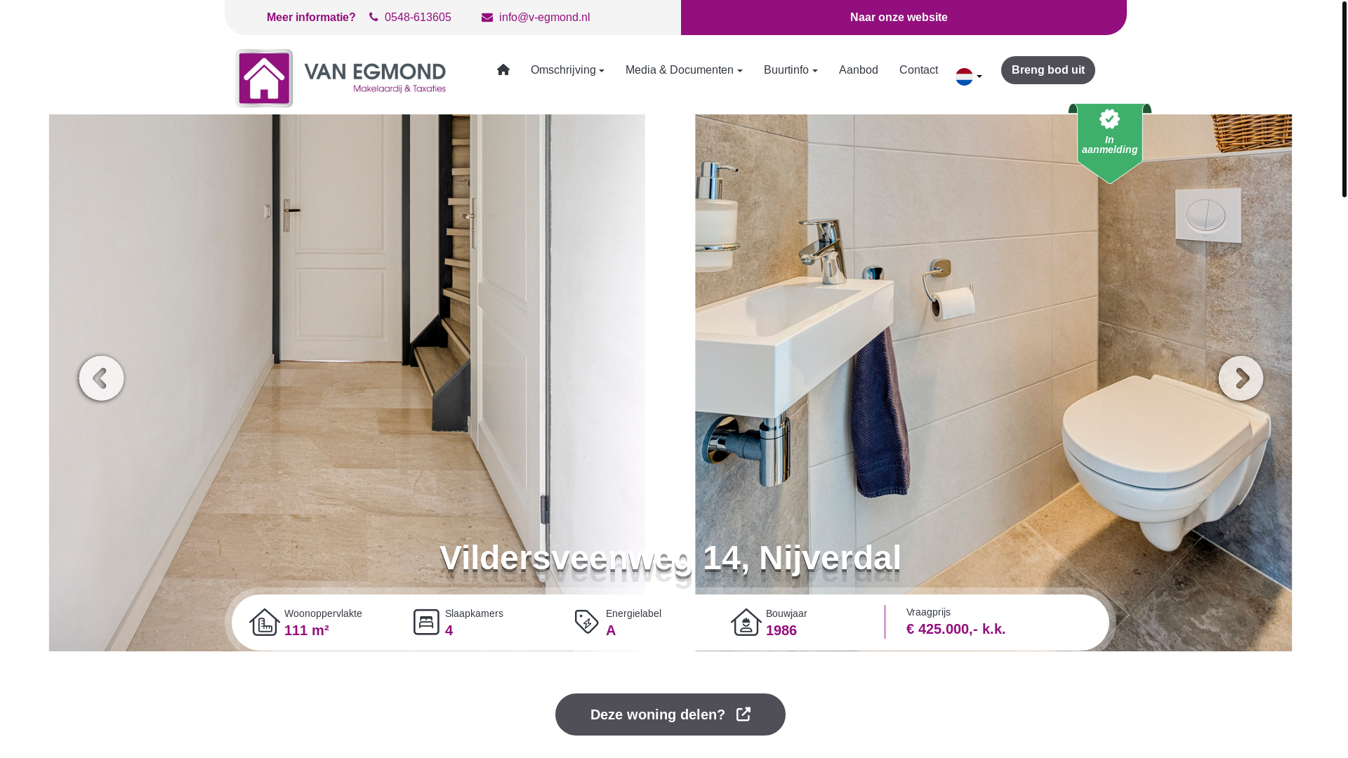 website screenshot of https://vildersveenweg14.nl/
