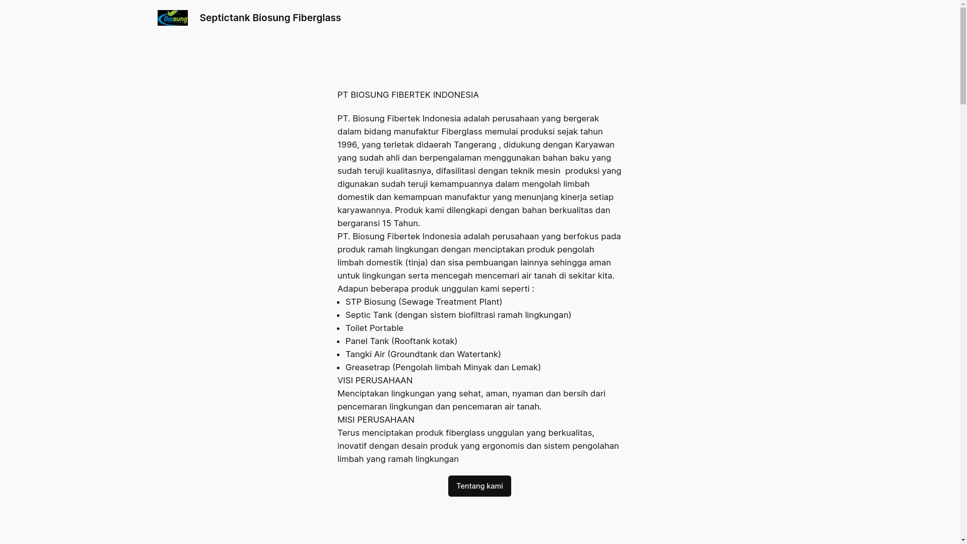 website screenshot of https://septictankbiosungfiberglass.com/