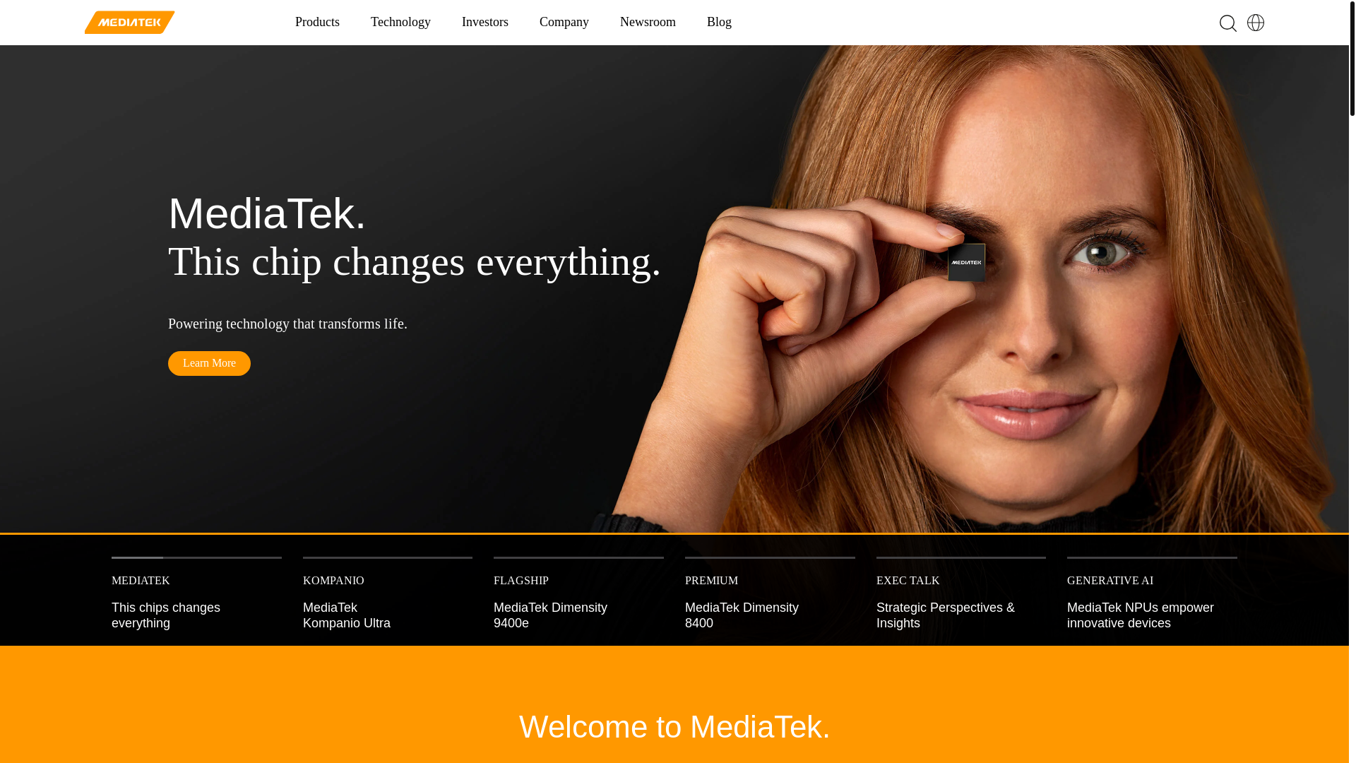 website screenshot of https://mediatek.com