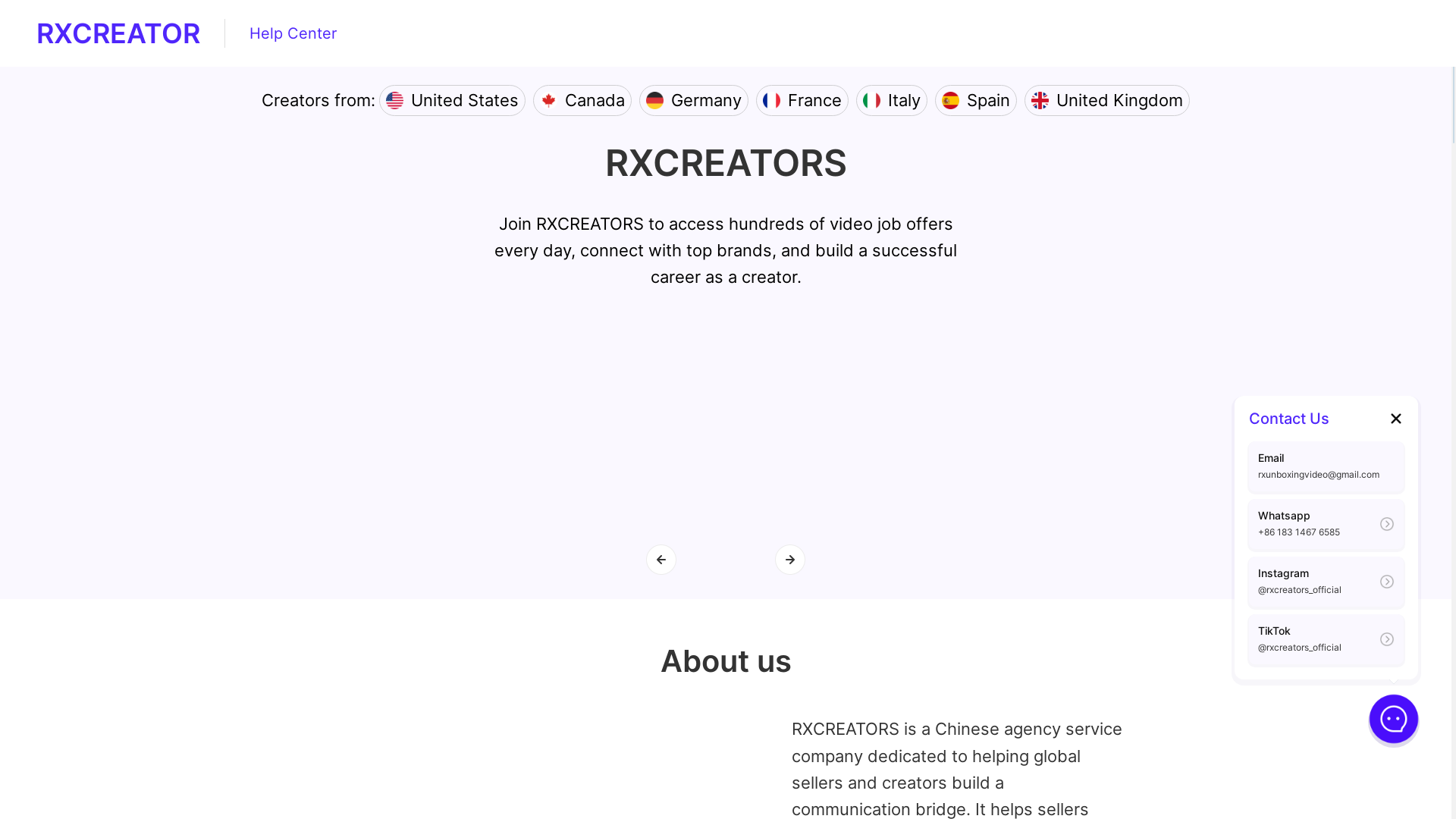 website screenshot of https://rxcreators.pages.dev/