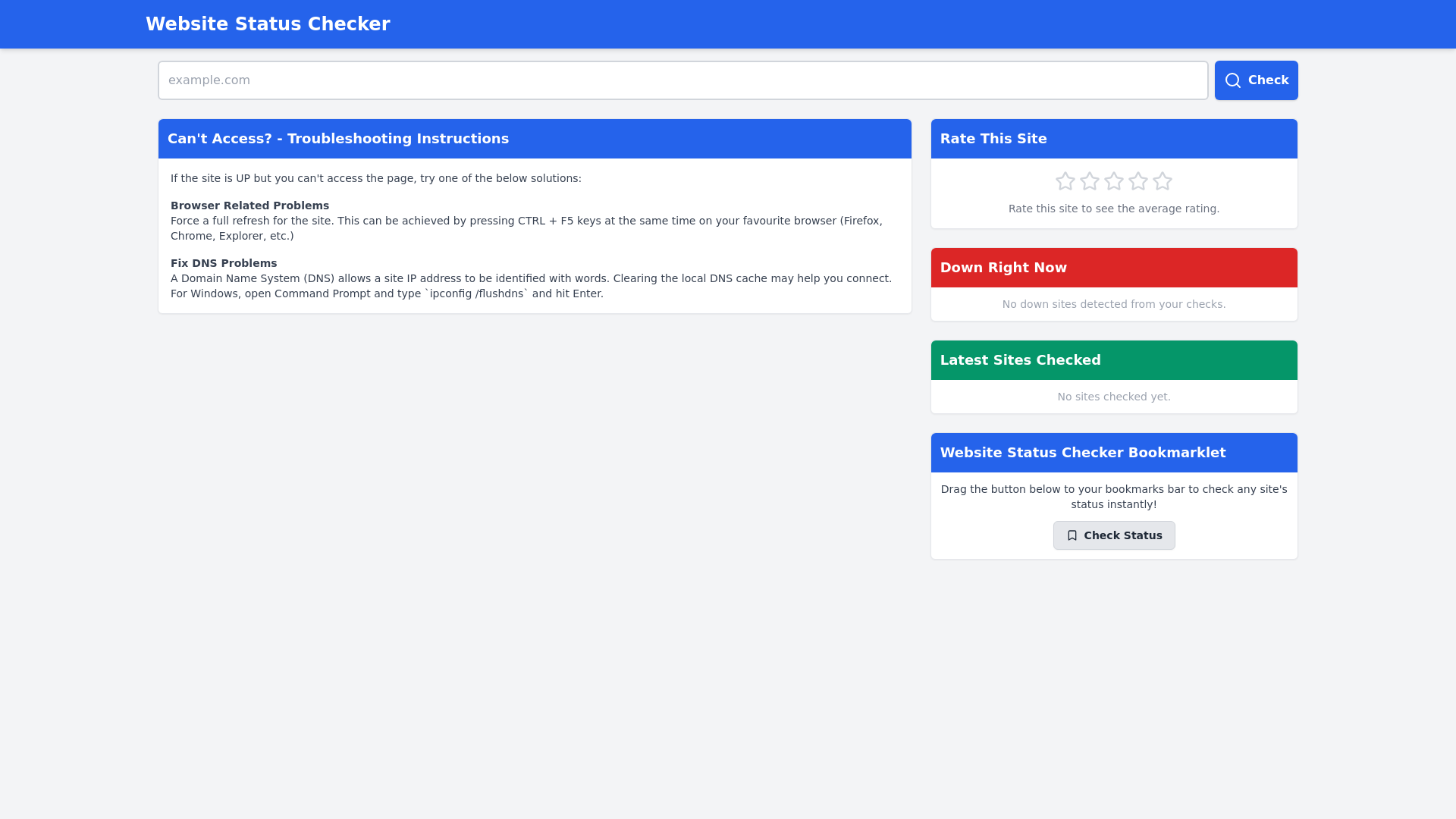 website screenshot of https://sitedownnow.com/