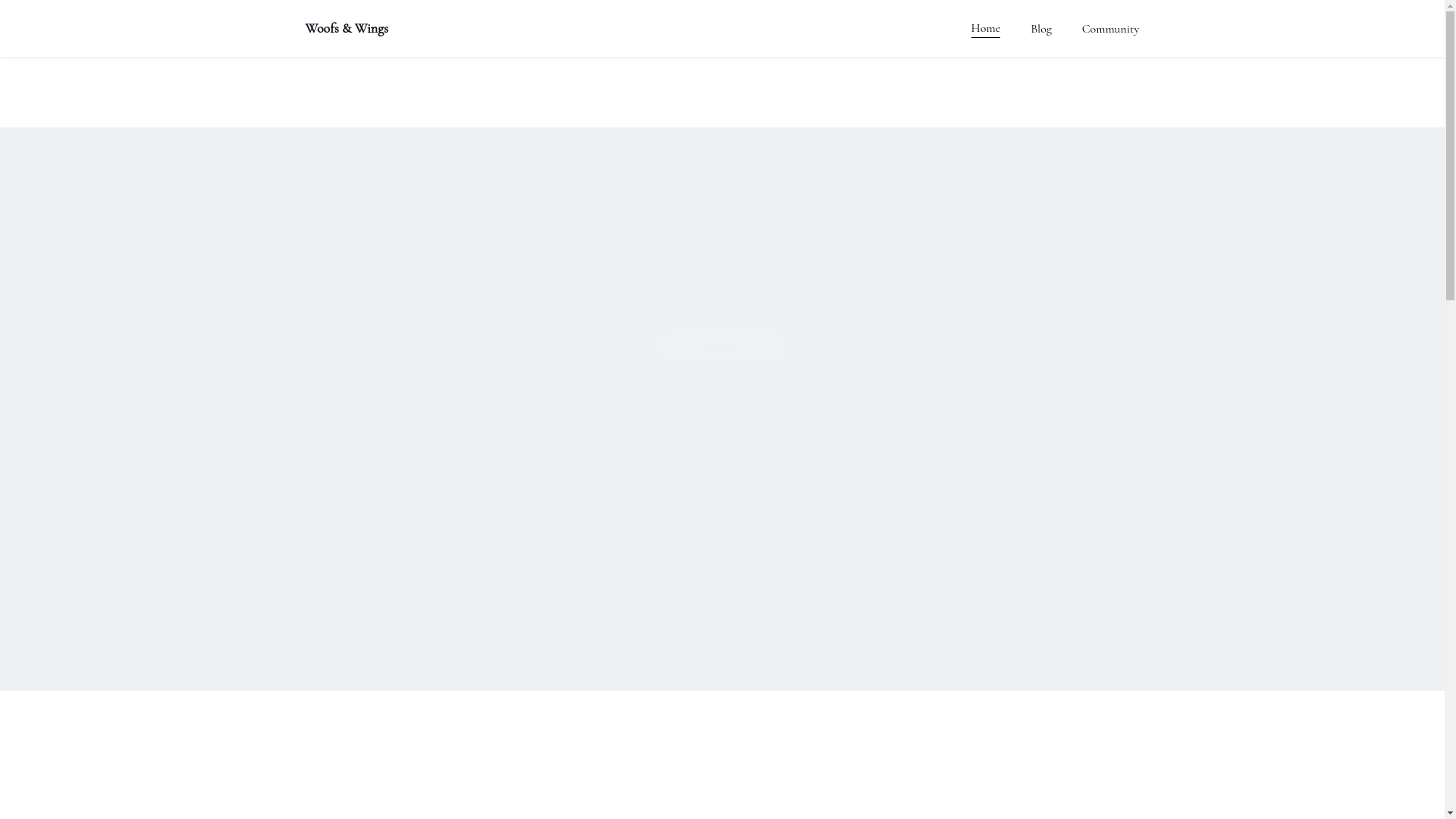 website screenshot of https://woofsandwings.blog/