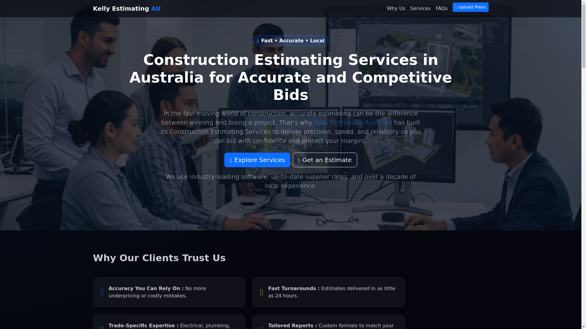 website screenshot of https://kellyestimating-australia.pages.dev/