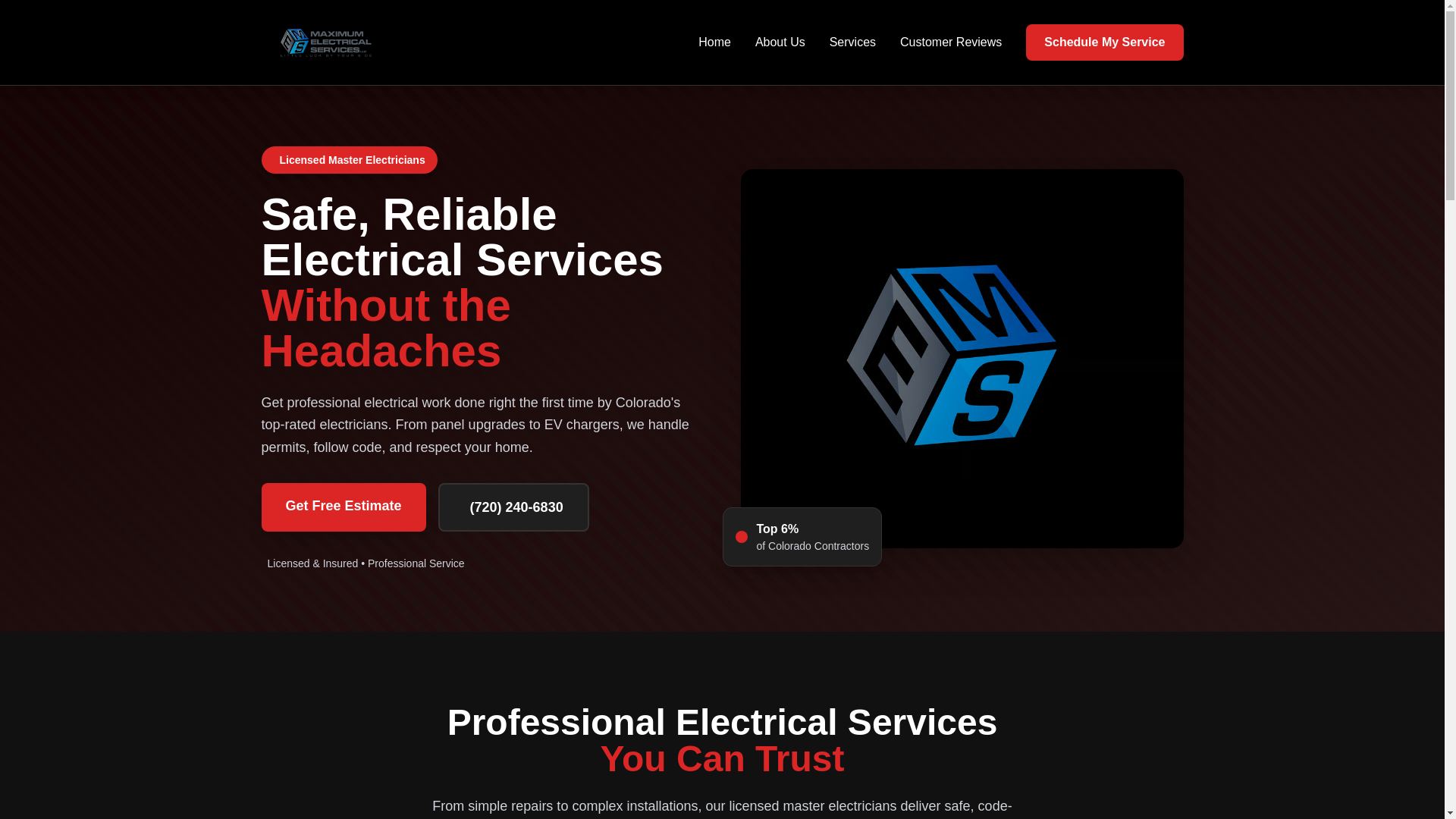 website screenshot of https://maxelectrivcal.com/