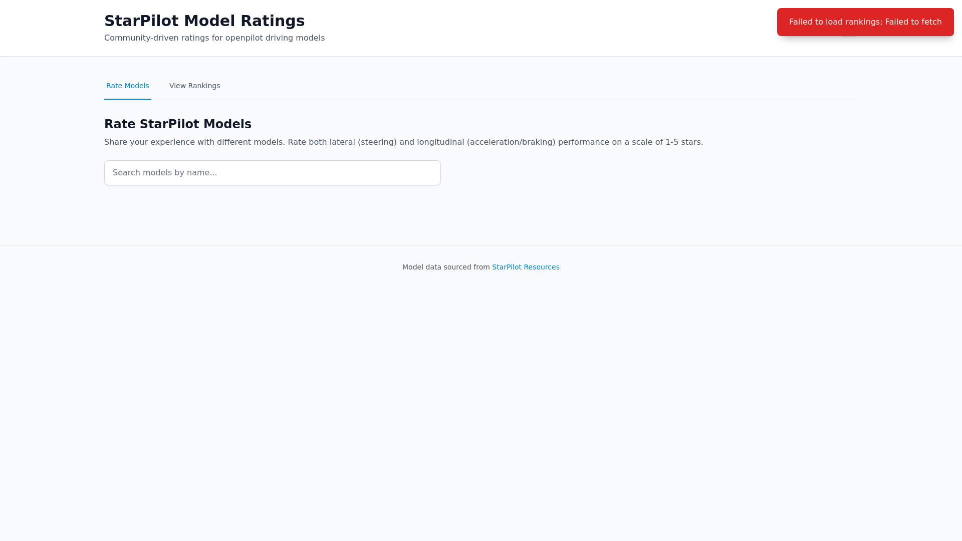 website screenshot of https://openpilot-model-rating.pages.dev/