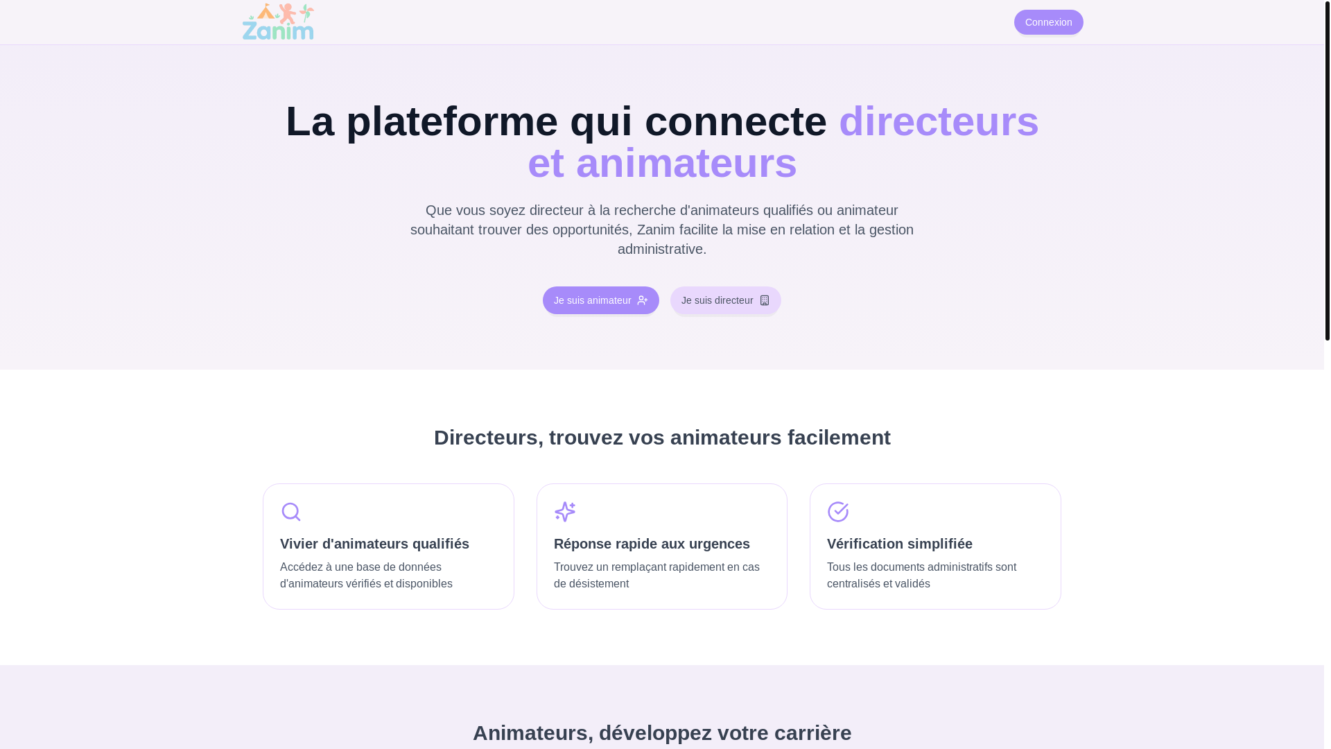website screenshot of https://zanim.fr/