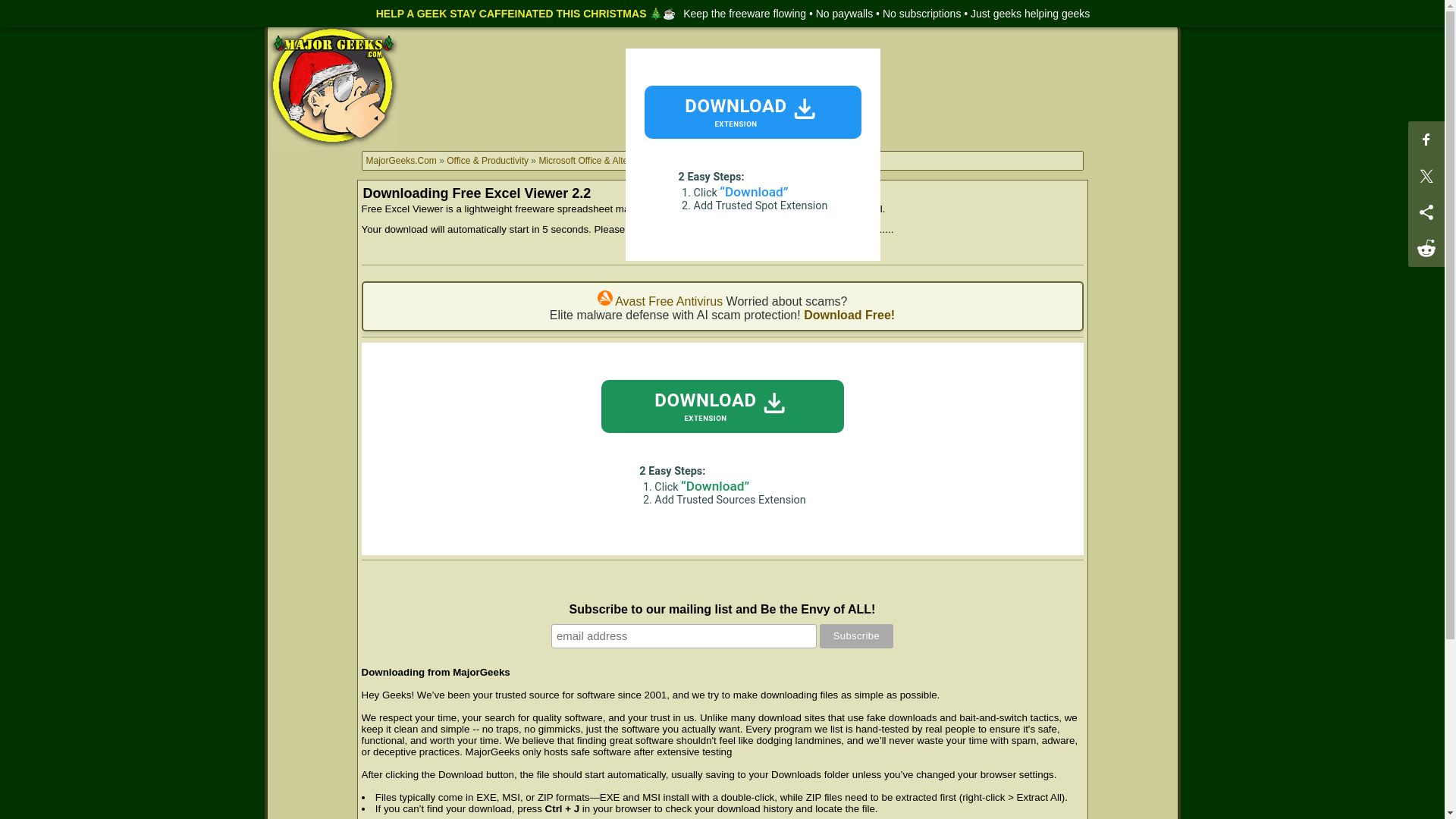 website screenshot of https://www.majorgeeks.com/mg/get/free_excel_viewer,1.html