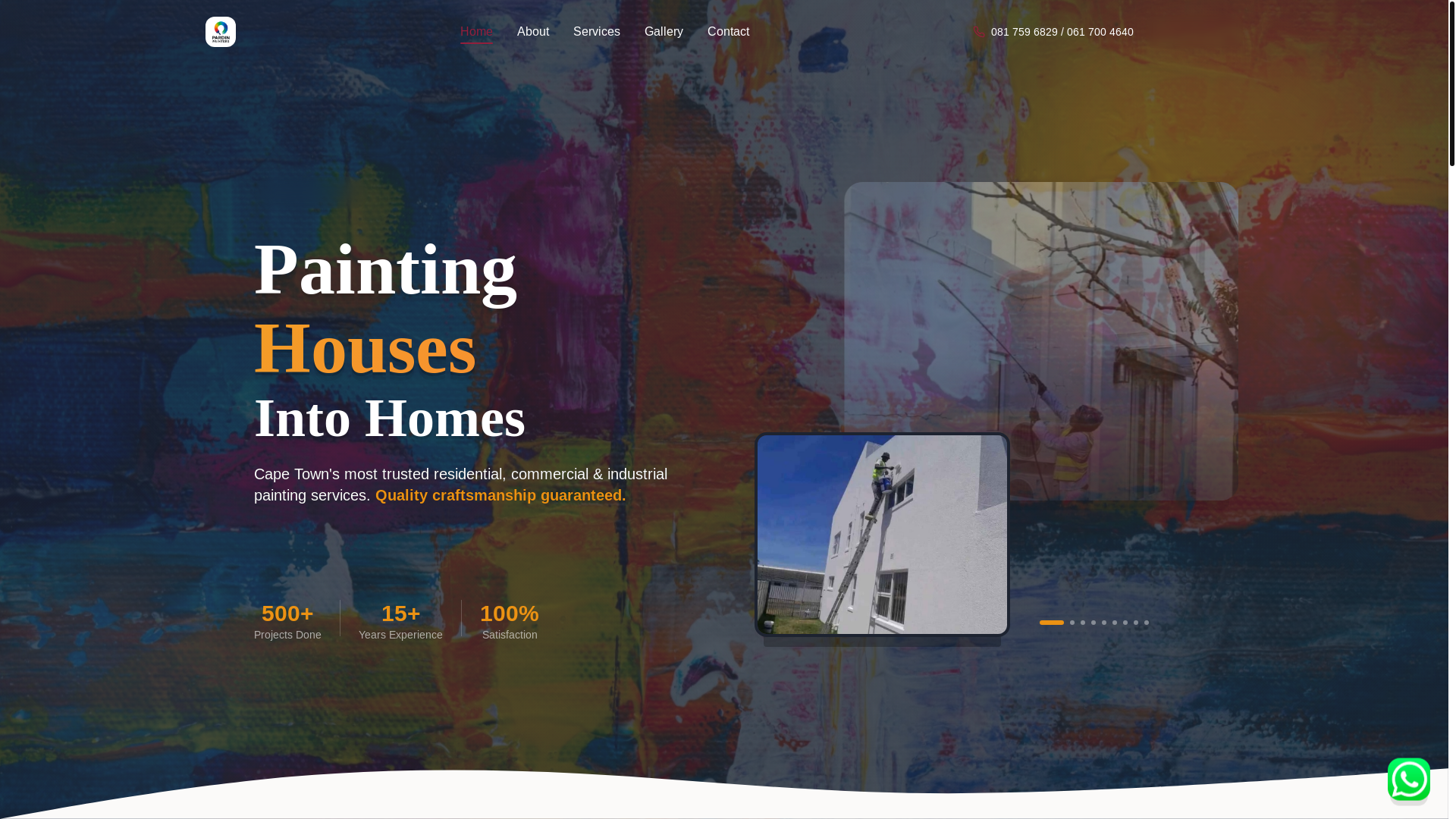 website screenshot of https://pardinpainters.co.za/