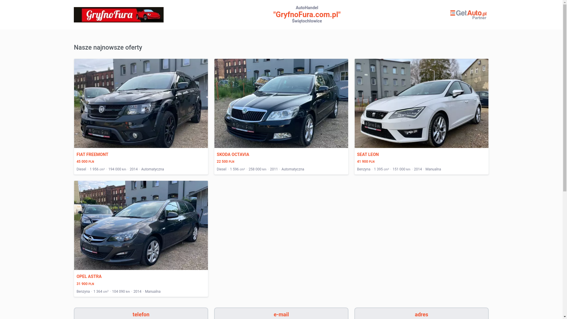 website screenshot of https://gryfnofura.com.pl/