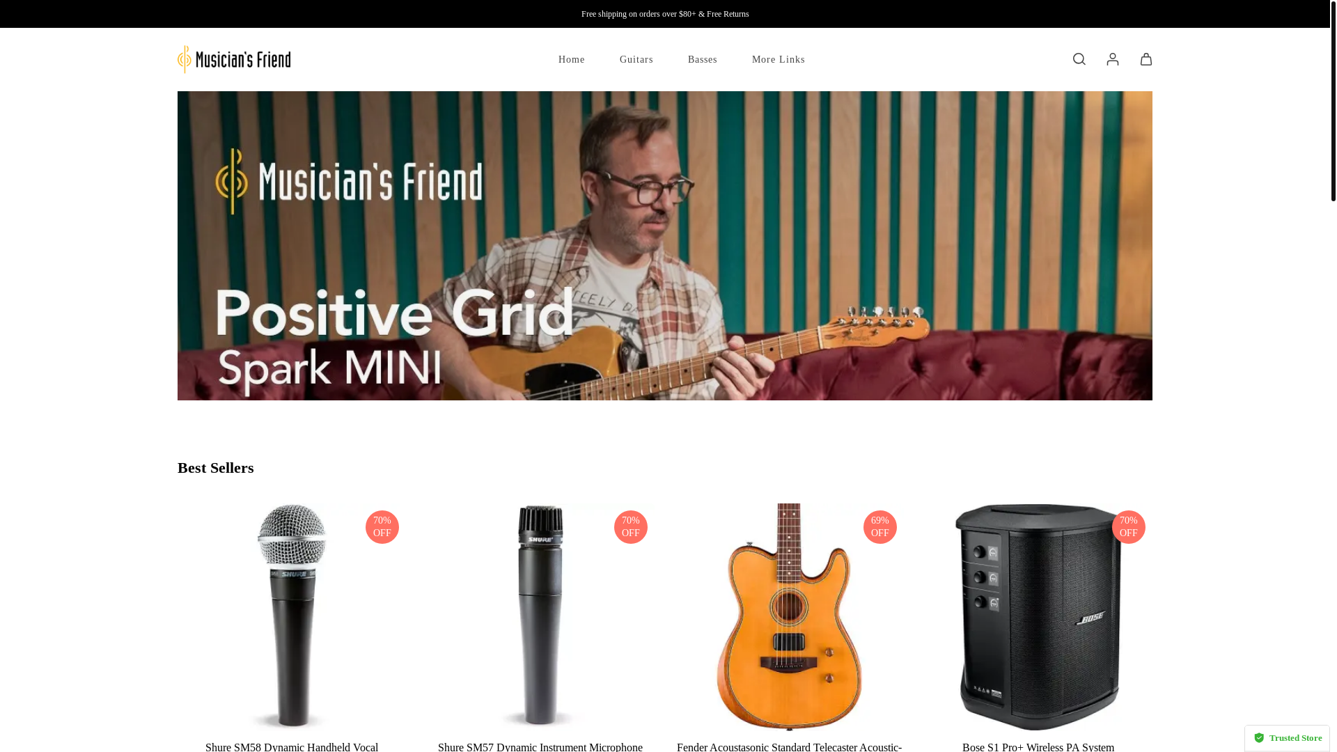 website screenshot of https://musiciansstore.shop/