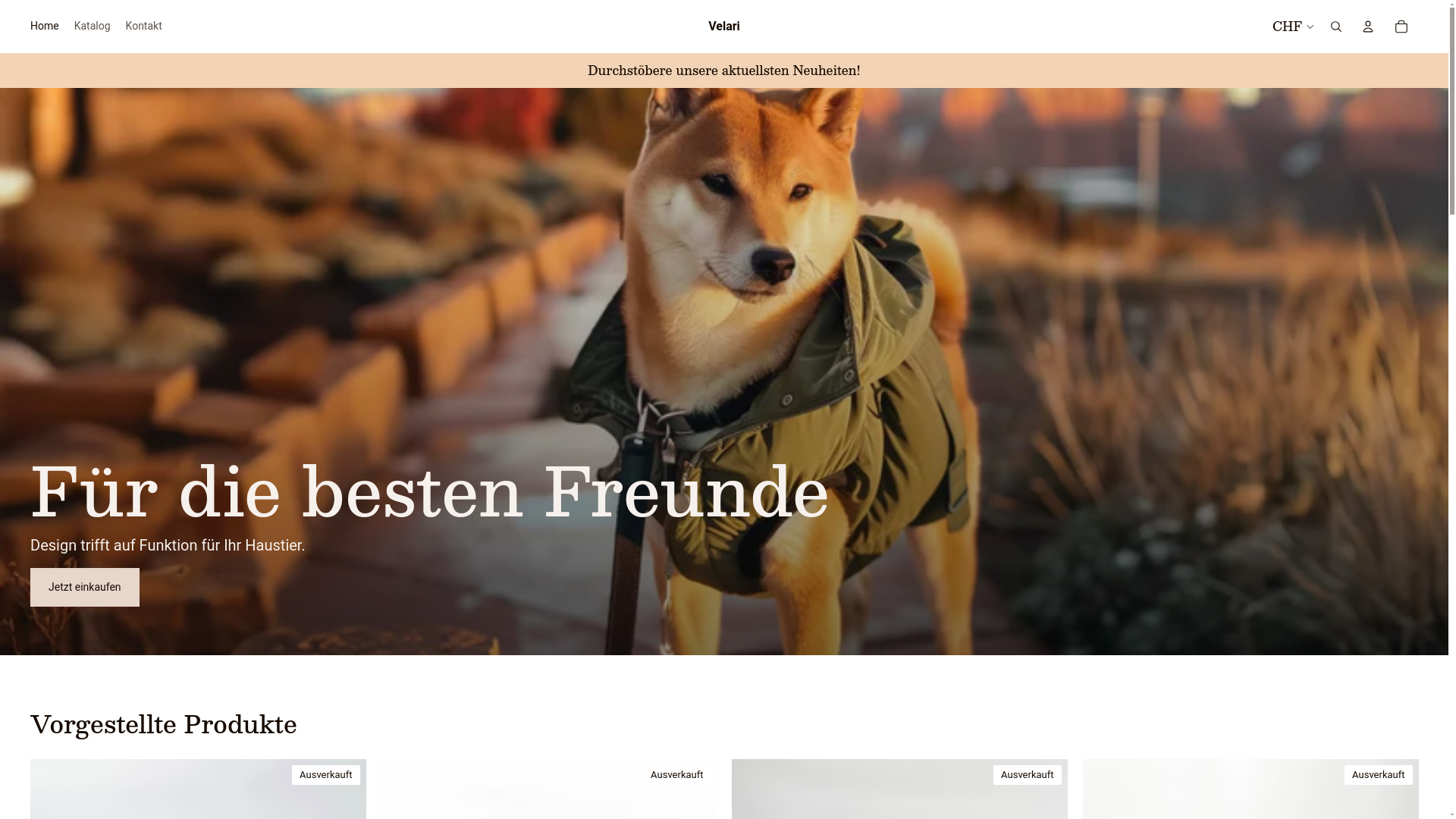 website screenshot of https://velari.pet/