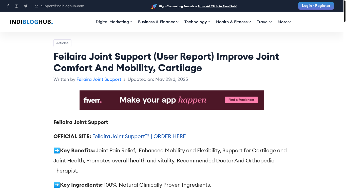 website screenshot of https://indibloghub.com/post/feilaira-joint-support-user-report-improve-joint-comfort-and-mobility-cartilage