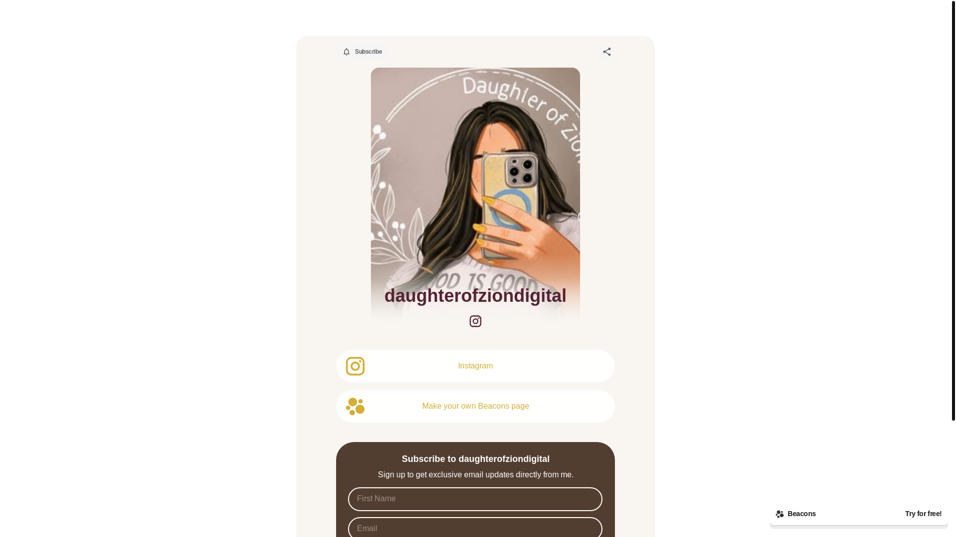 website screenshot of https://daughterofziondigital.com/